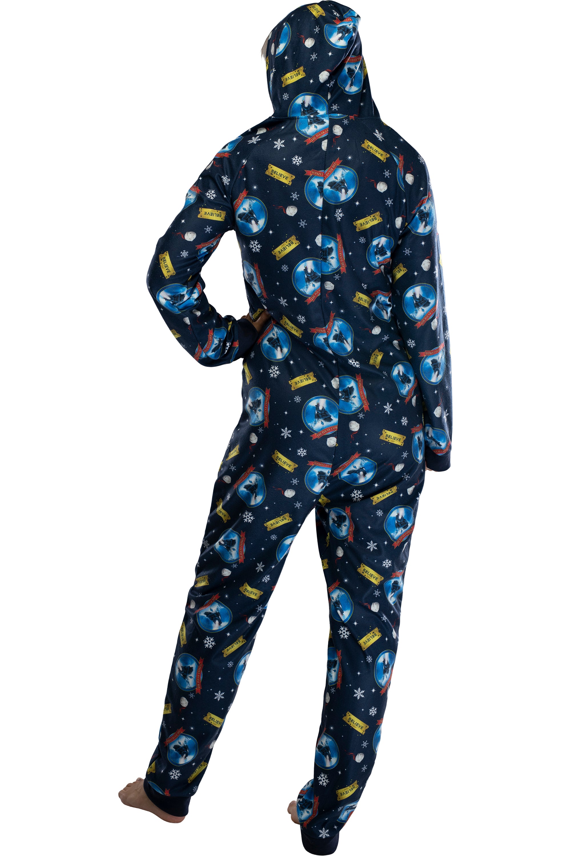 The Polar Express Adult Believe Hooded One-Piece Footless Sleeper Union Suit
