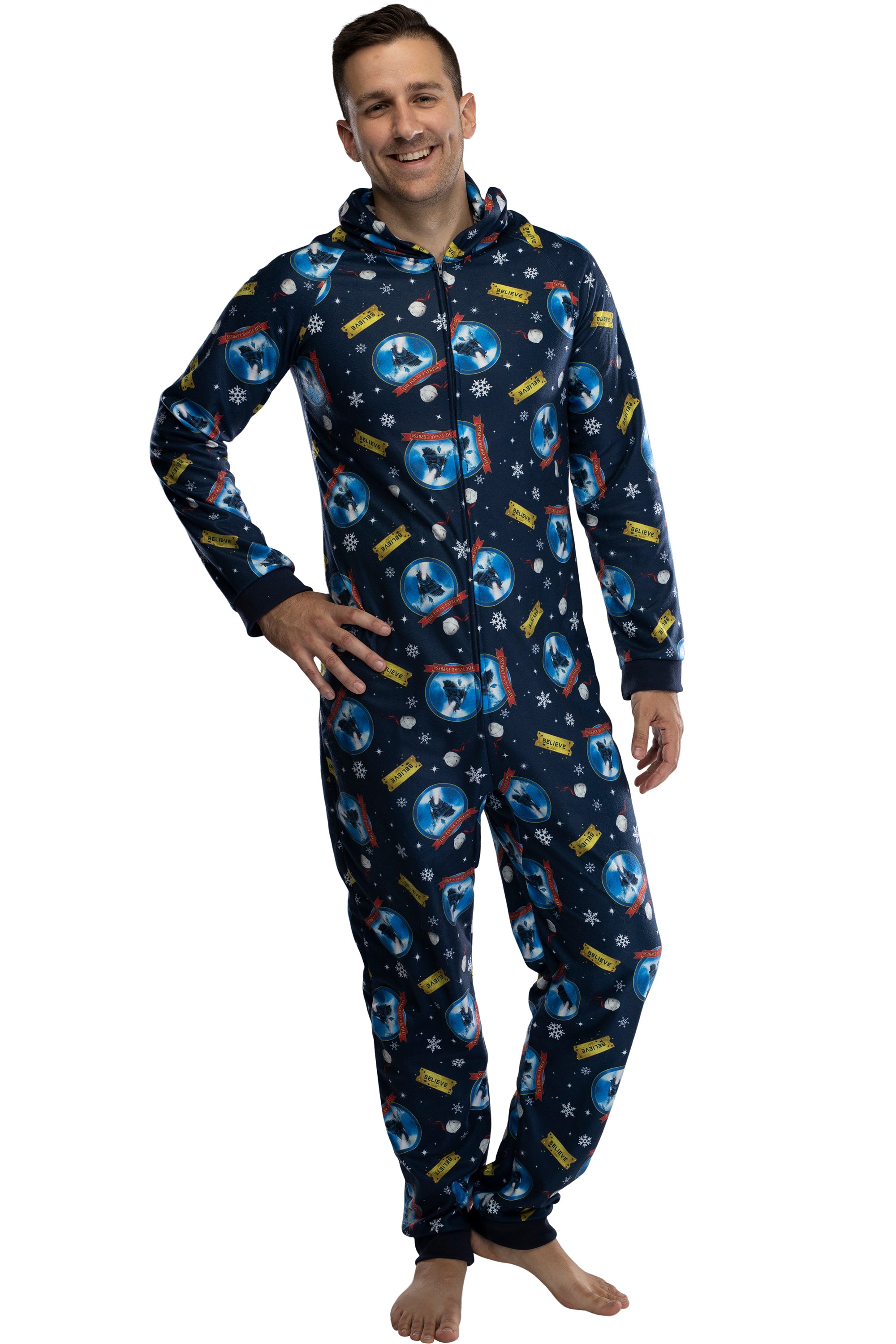 The Polar Express Adult Believe Hooded One-Piece Footless Sleeper Union Suit