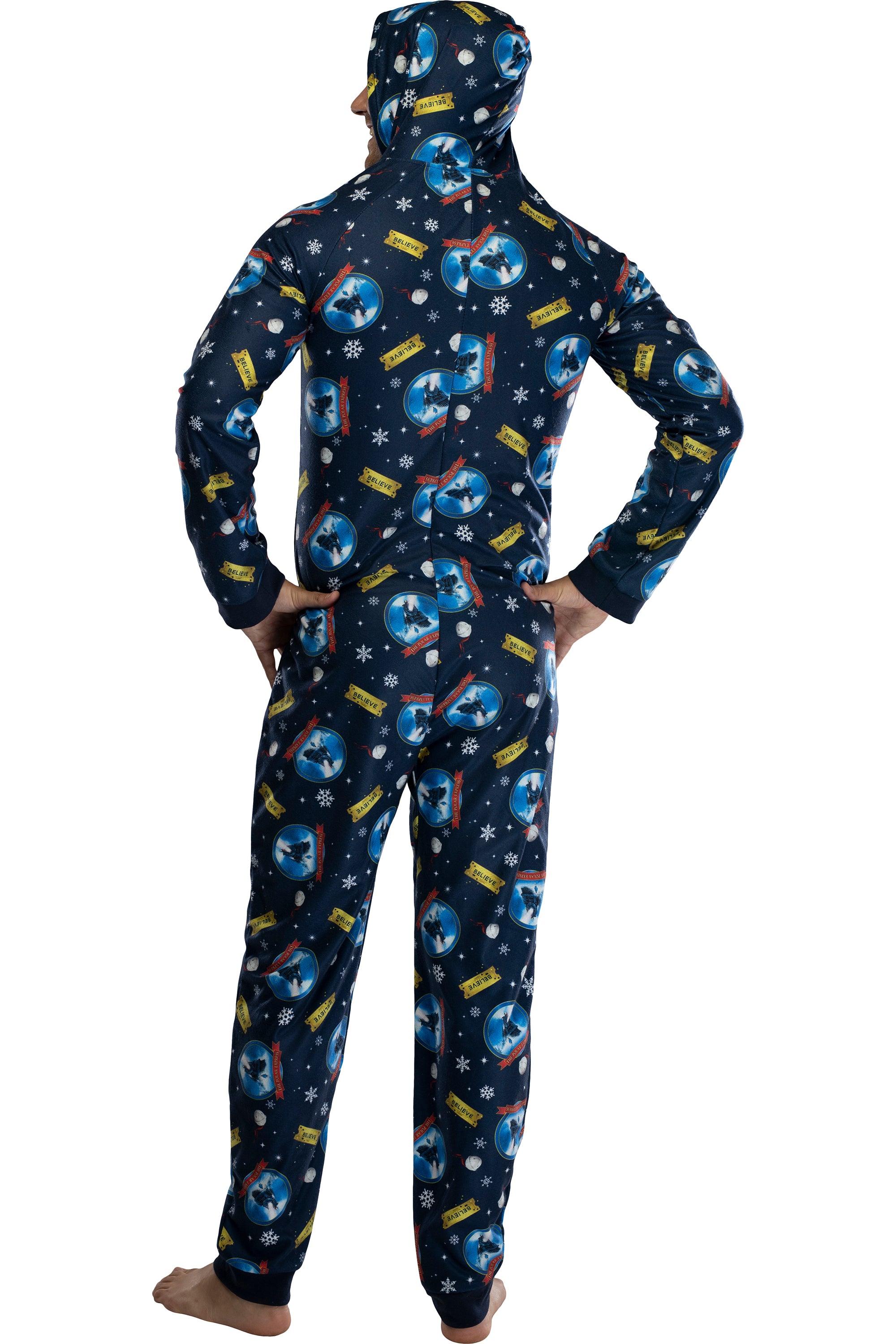 The Polar Express Adult Believe Hooded One-Piece Footless Sleeper Union Suit