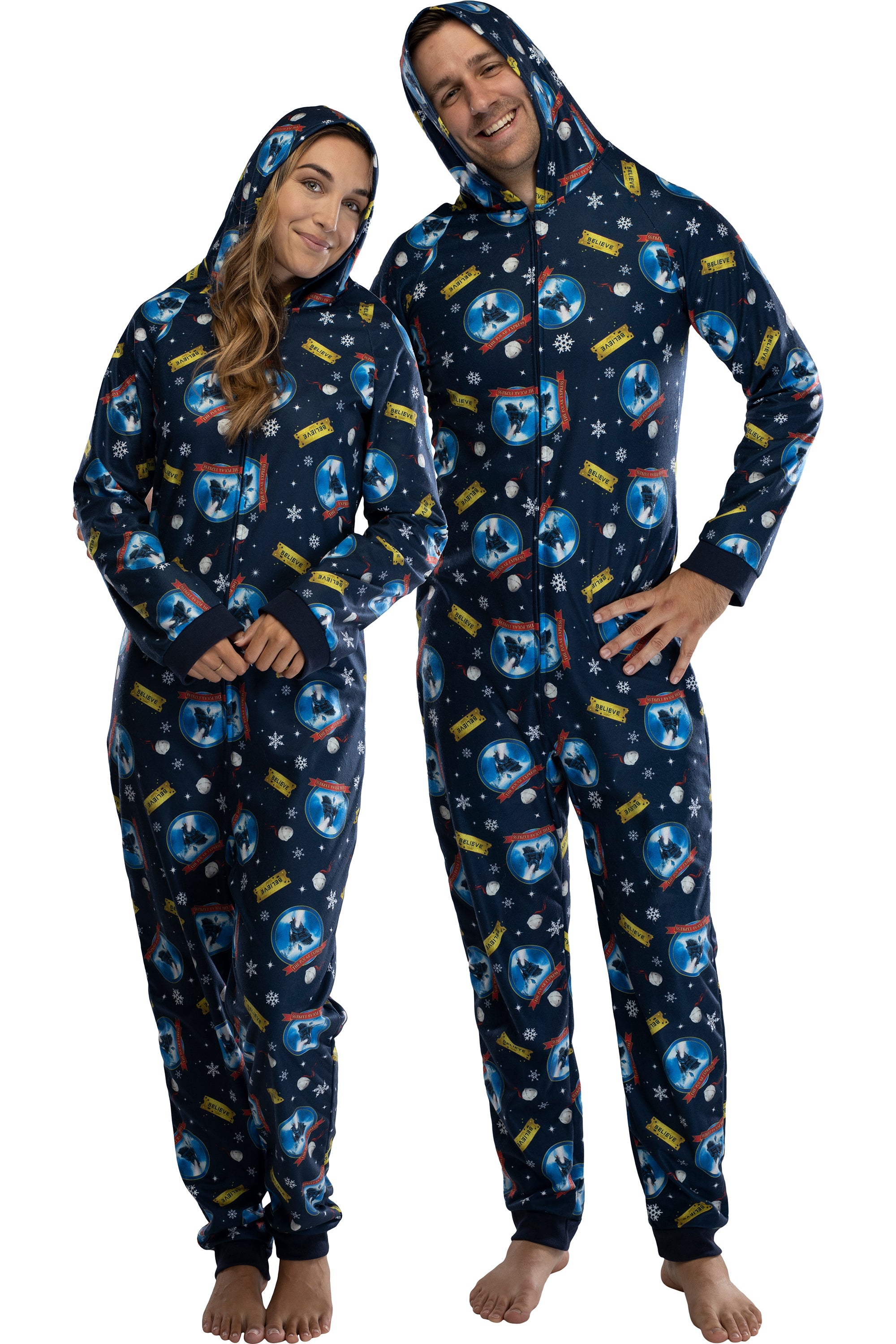 The Polar Express Adult Believe Hooded One-Piece Footless Sleeper Union Suit