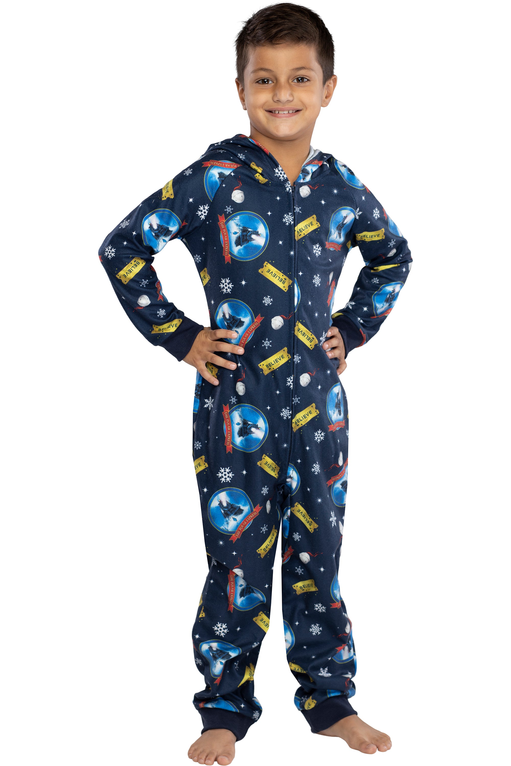 The Polar Express Big Kids Believe Hooded One-Piece Footless Sleeper Union Suit L/XL
