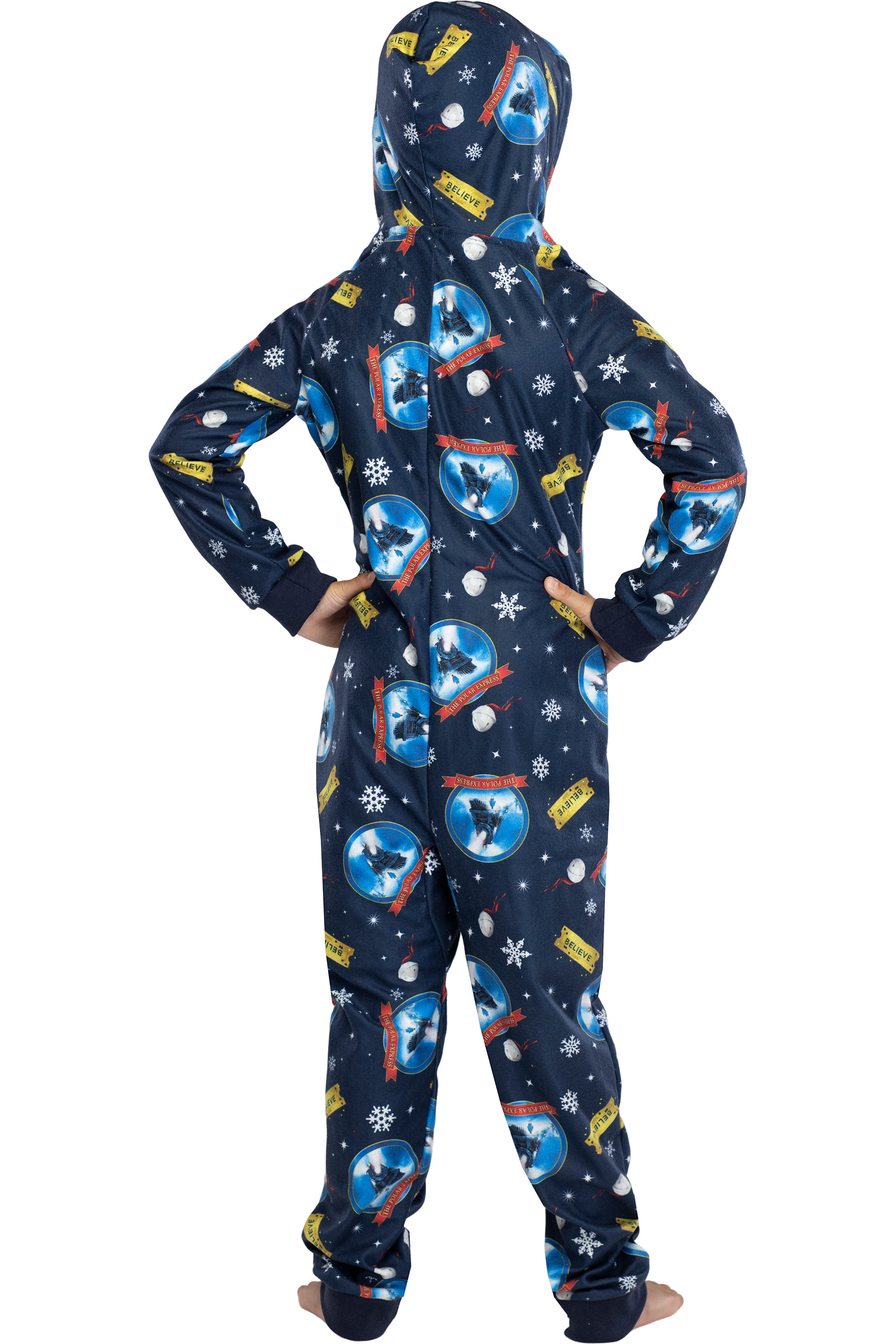 The Polar Express Big Kids Believe Hooded One-Piece Footless Sleeper Union Suit