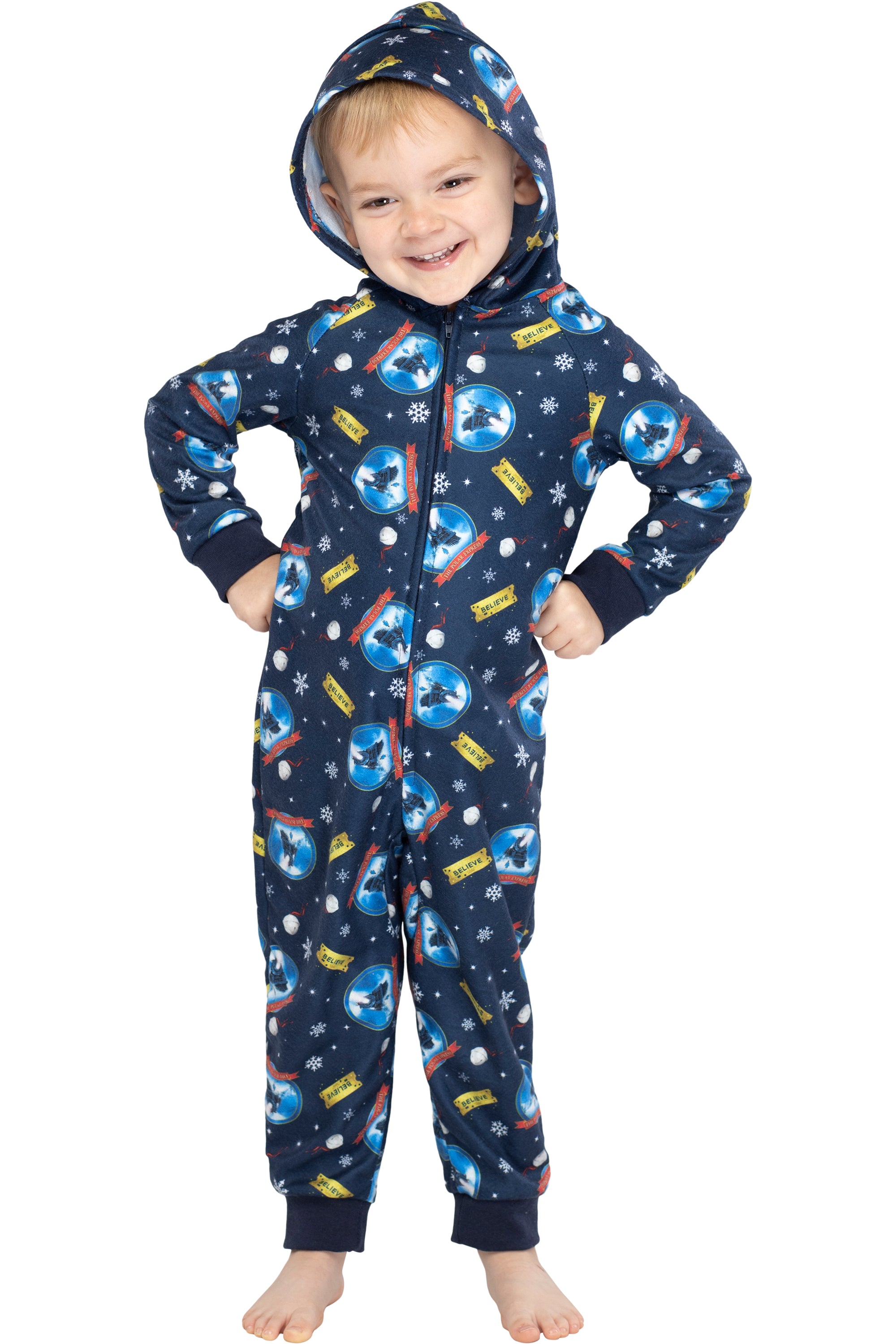 The Polar Express Toddler Kids Believe Hooded One-Piece Footless Sleeper Union Suit