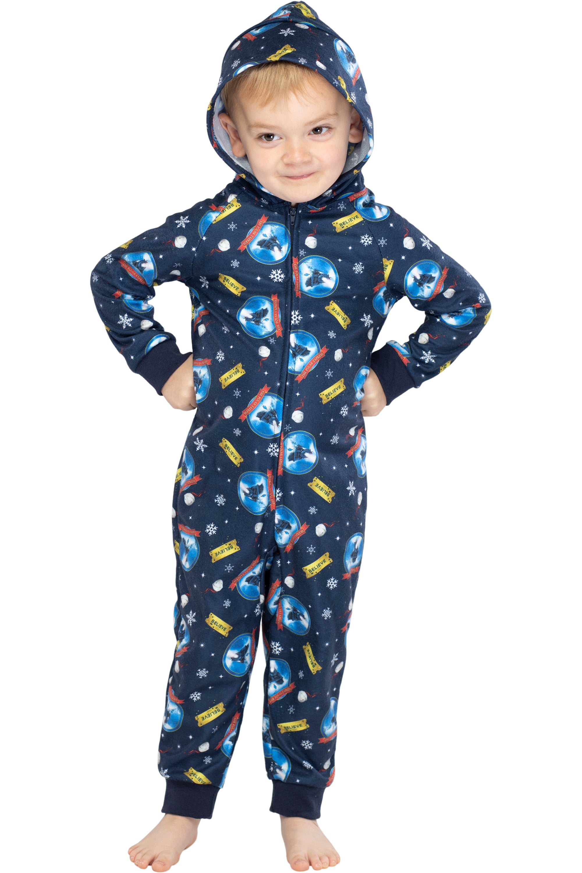 The Polar Express Toddler Kids Believe Hooded One-Piece Footless Sleeper Union Suit