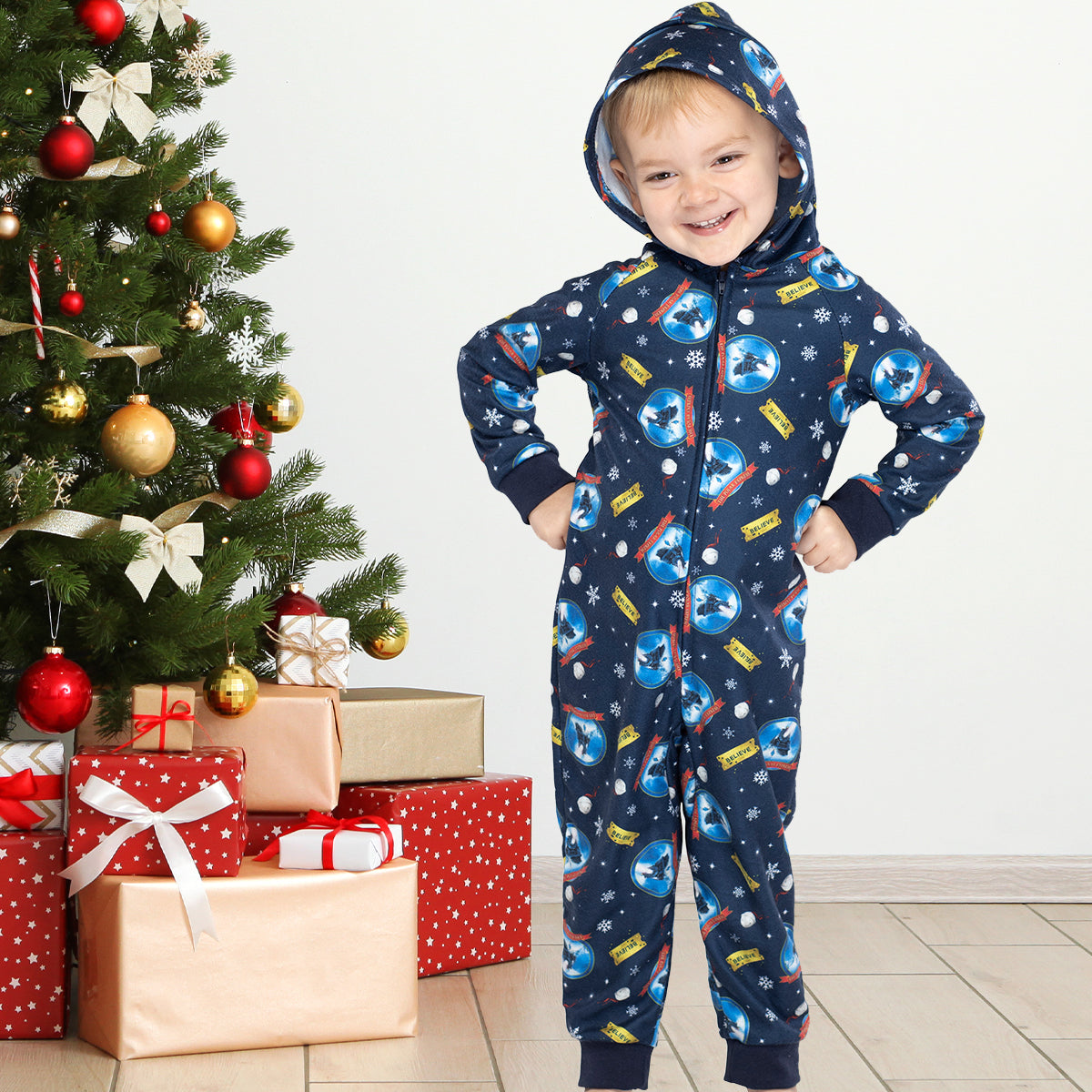 The Polar Express Toddler Kids Believe Hooded One-Piece Footless Sleeper Union Suit