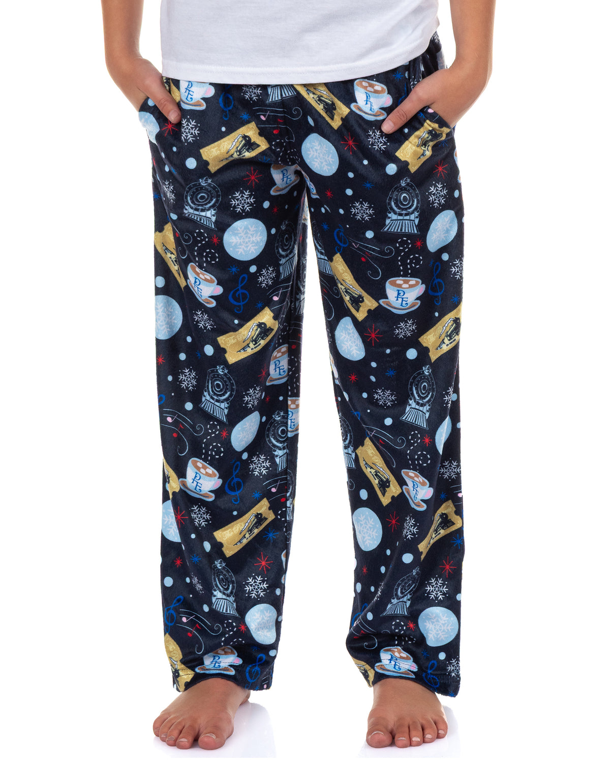 The Polar Express Pajamas Kids Hot Coco Golden Ticket Lounge PJ Pants