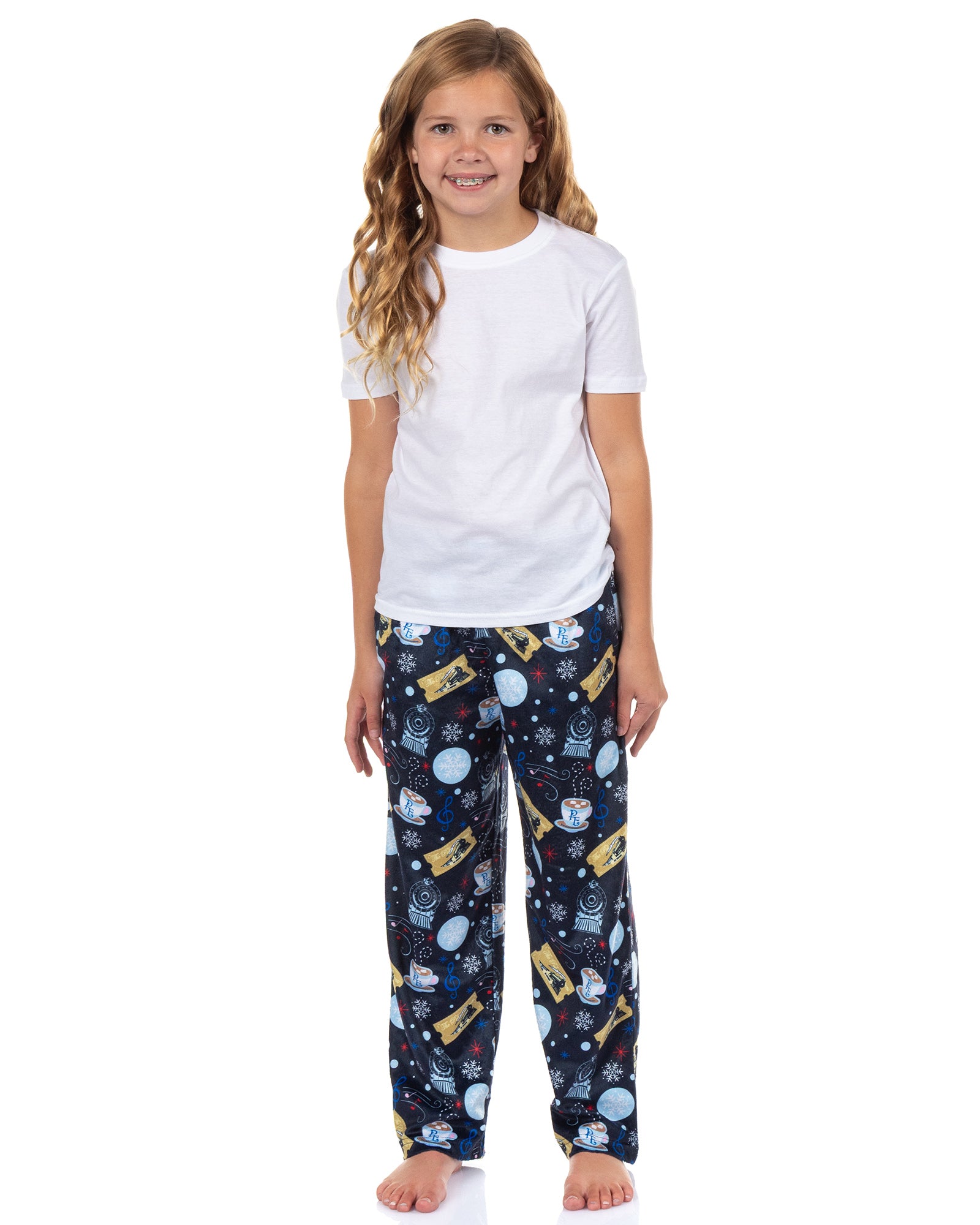 The Polar Express Pajamas Kids Hot Coco Golden Ticket Lounge PJ Pants