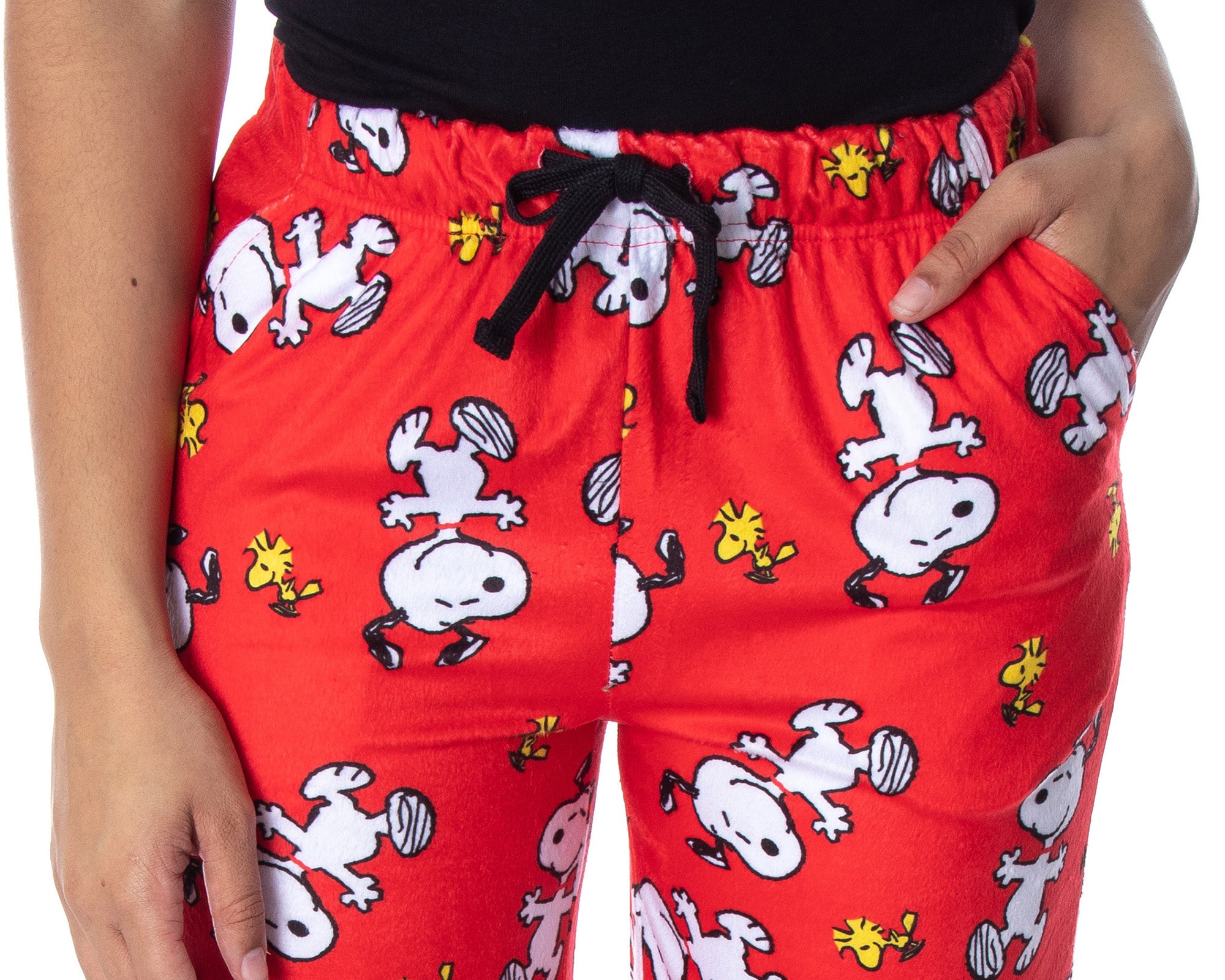 Peanuts Women's Snoopy And Woodstock Allover Print Smooth Fleece Pajama Pants