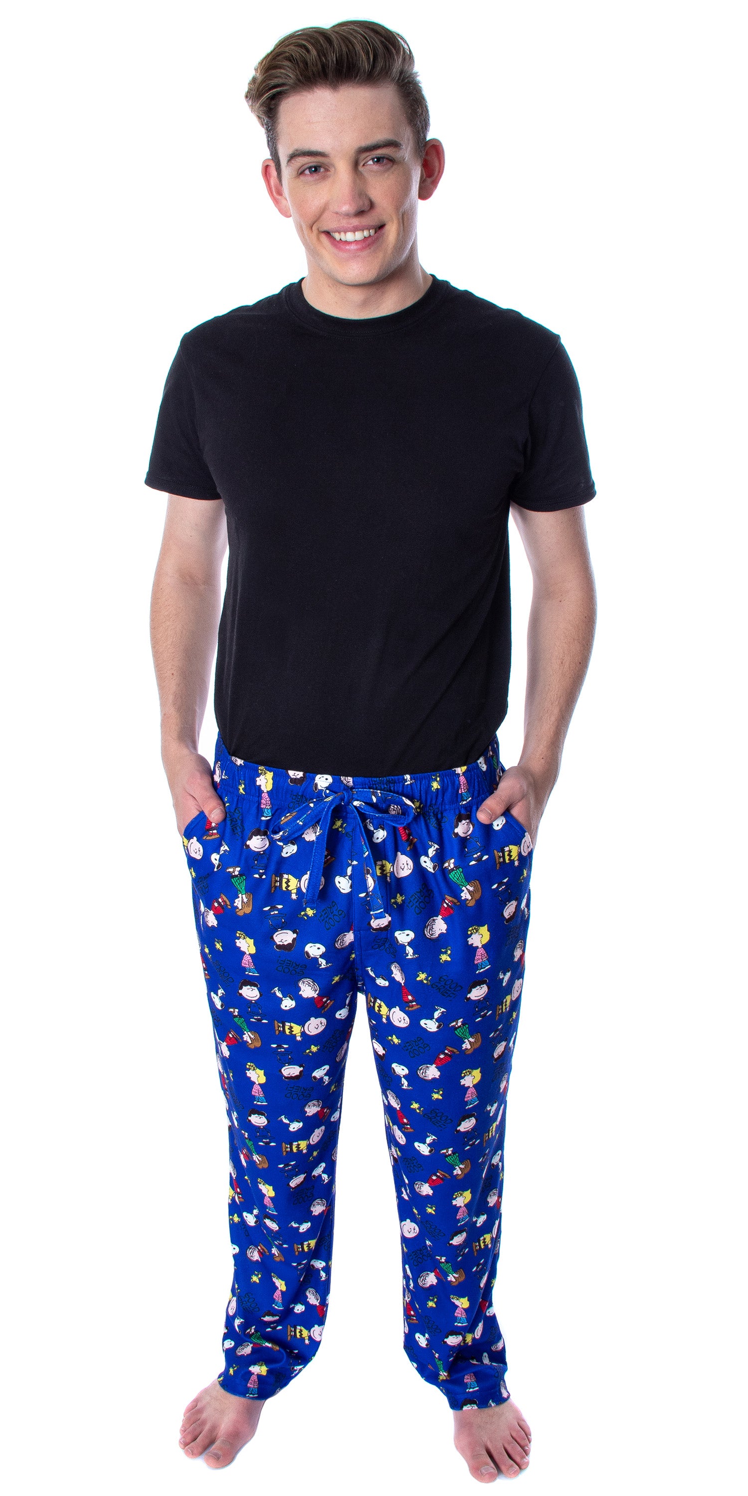 Peanuts Men's Good Grief! Allover Character Pattern Sleepwear Pajama Pants