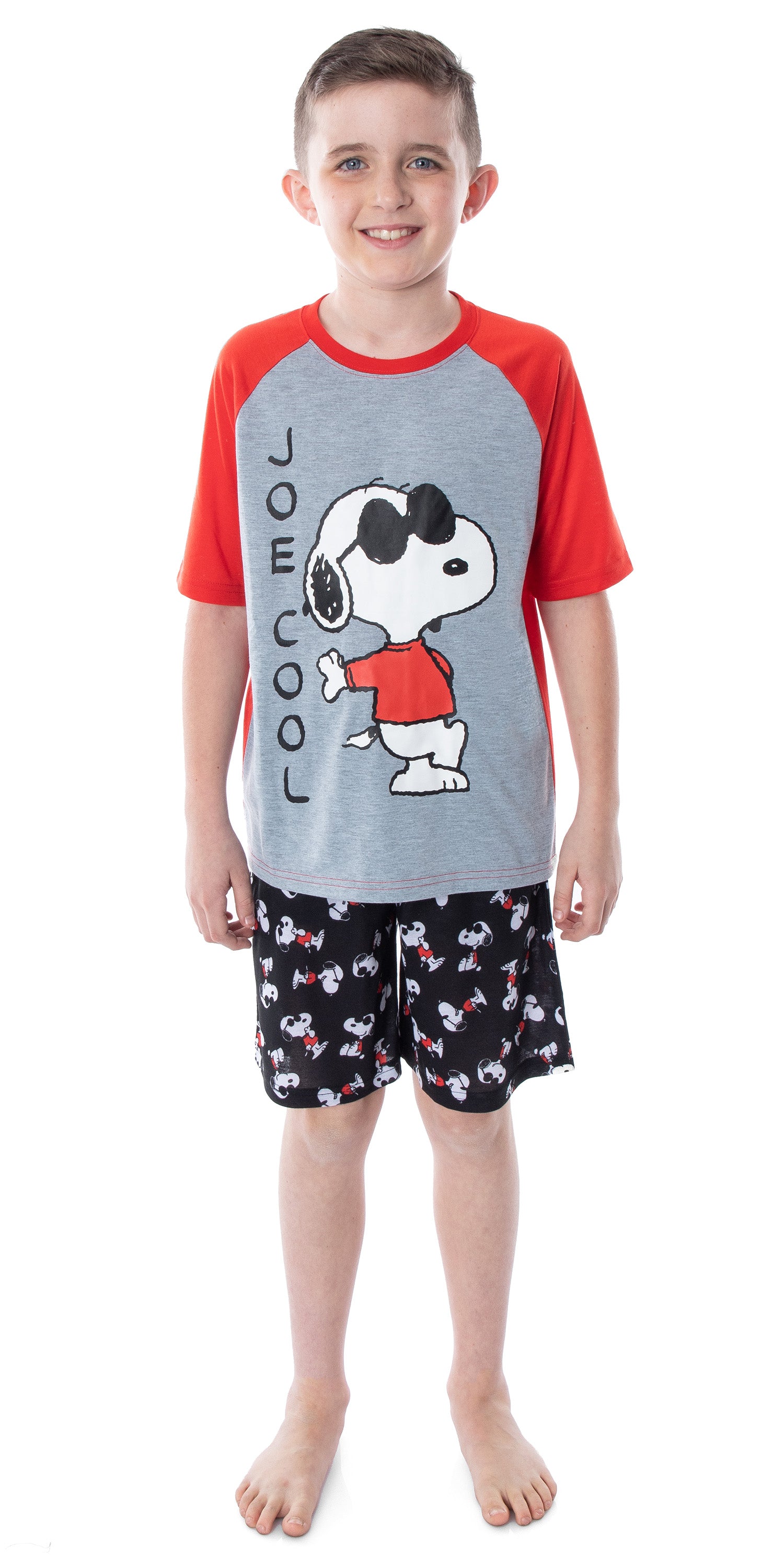 Peanuts Boys' Joe Cool Snoopy Pajamas Shirt And Shorts Sleepwear Set