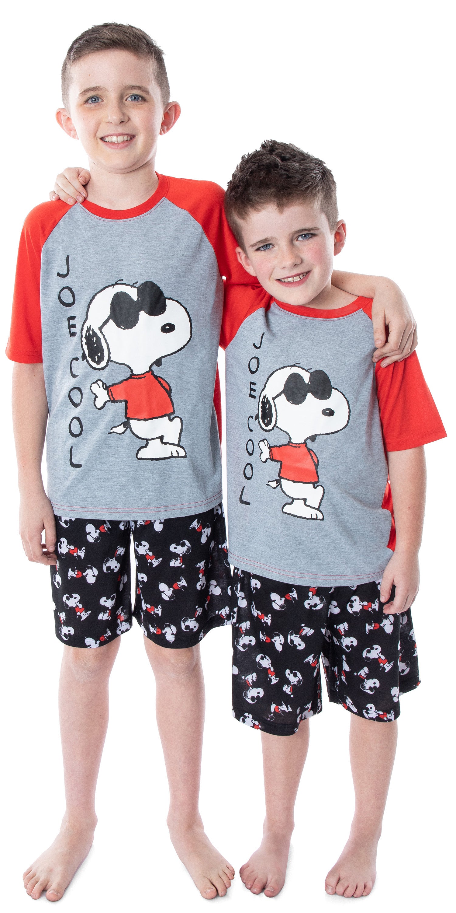 Peanuts Boys' Joe Cool Snoopy Pajamas Shirt And Shorts Sleepwear Set