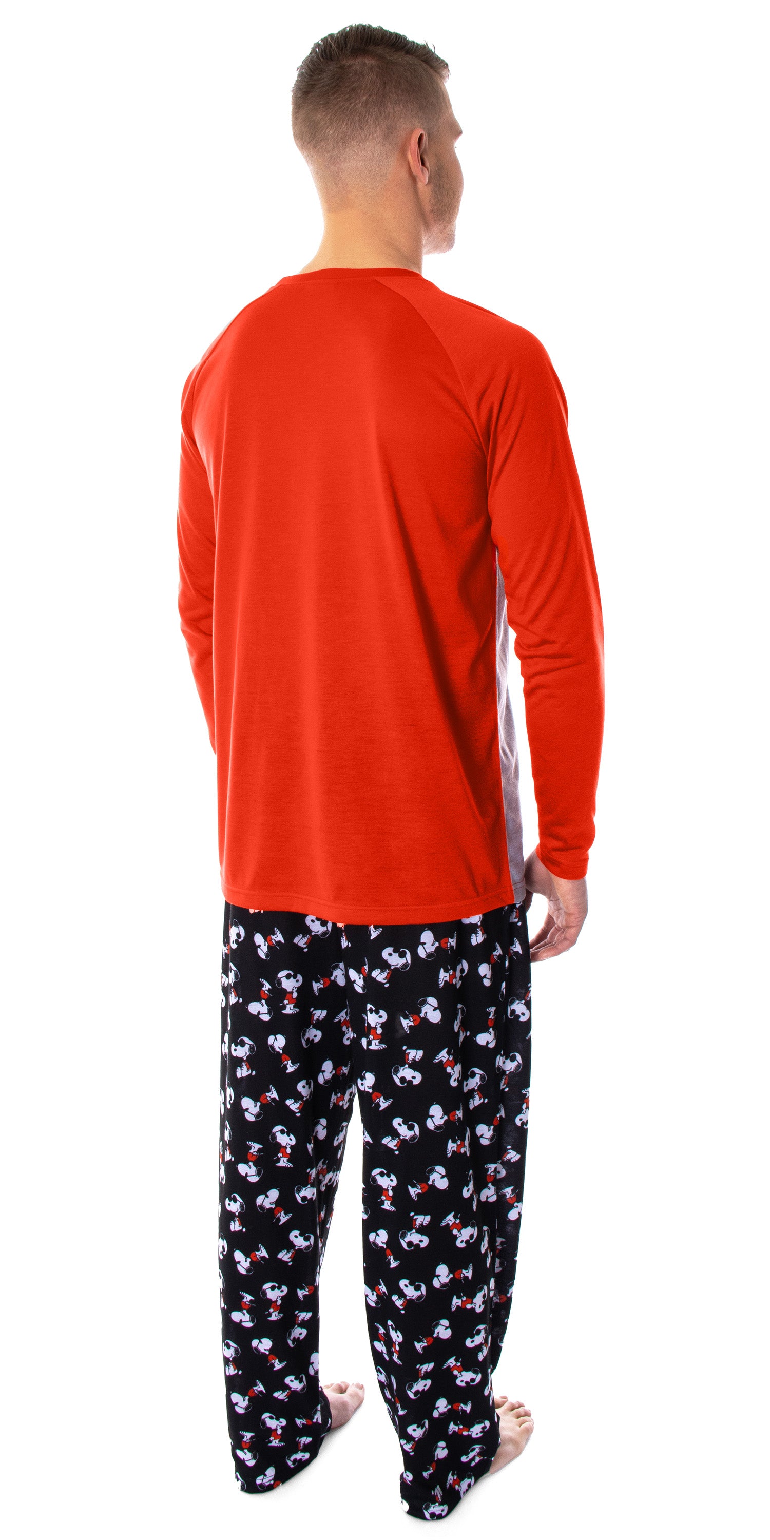 Peanuts Men's Joe Cool Snoopy Pajamas Raglan Shirt And Pant 2 PC Pajama Set
