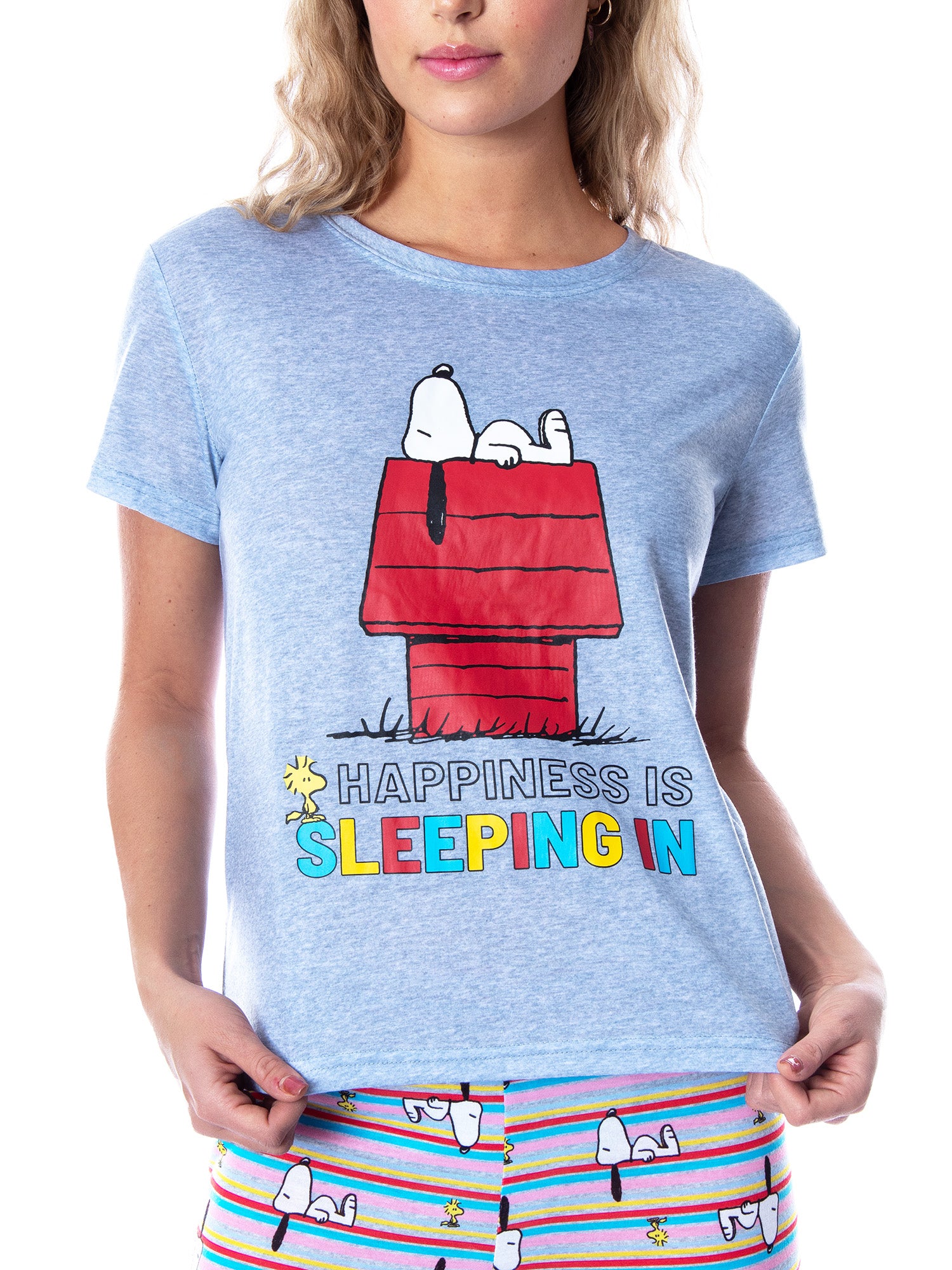 Peanuts Women's Snoopy Happiness is Sleeping In Shirt And Pant Sleepwear Set XL