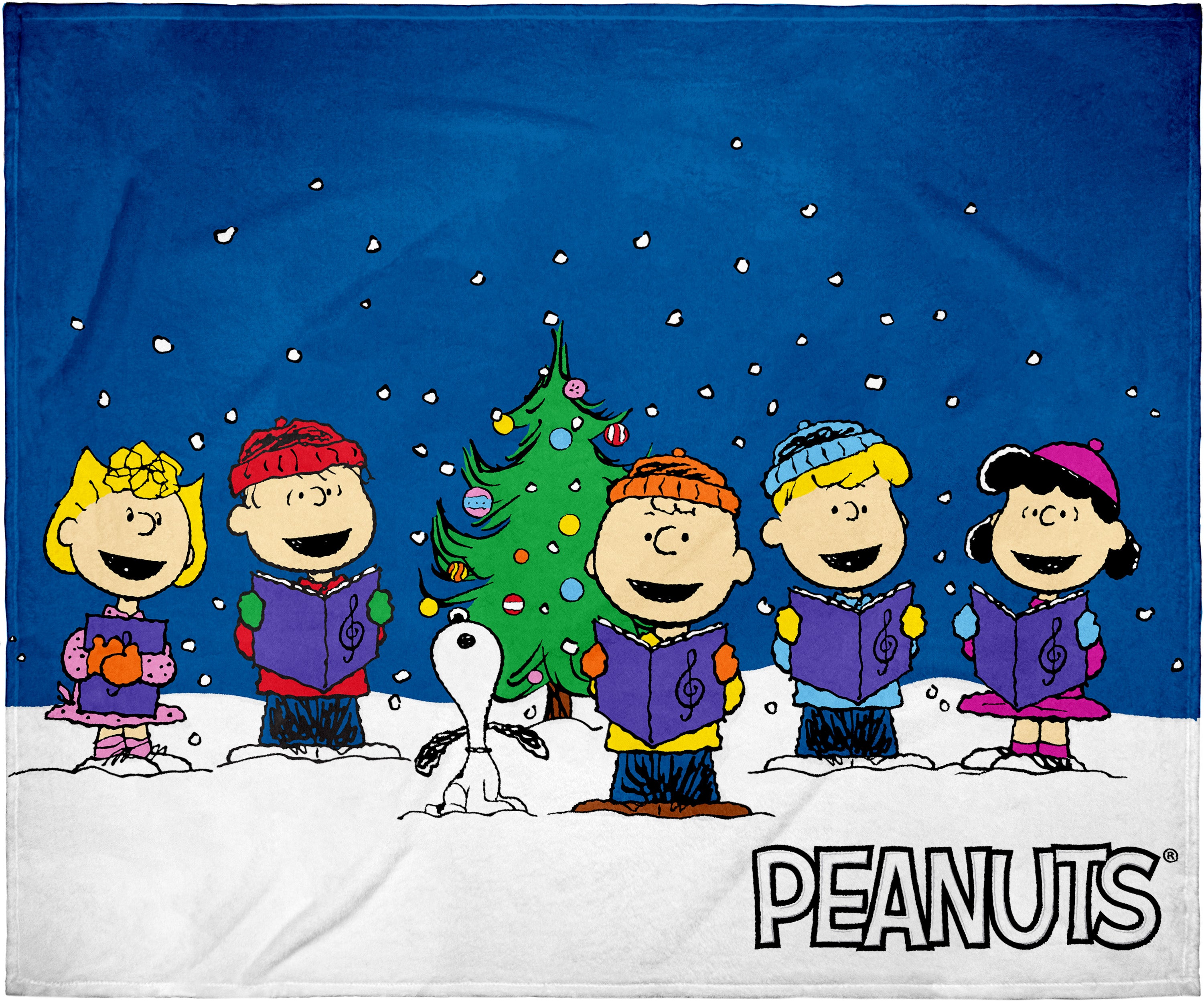 Peanuts Charlie Brown And Gang Christmas Carol Silk Touch Plush Throw Blanket