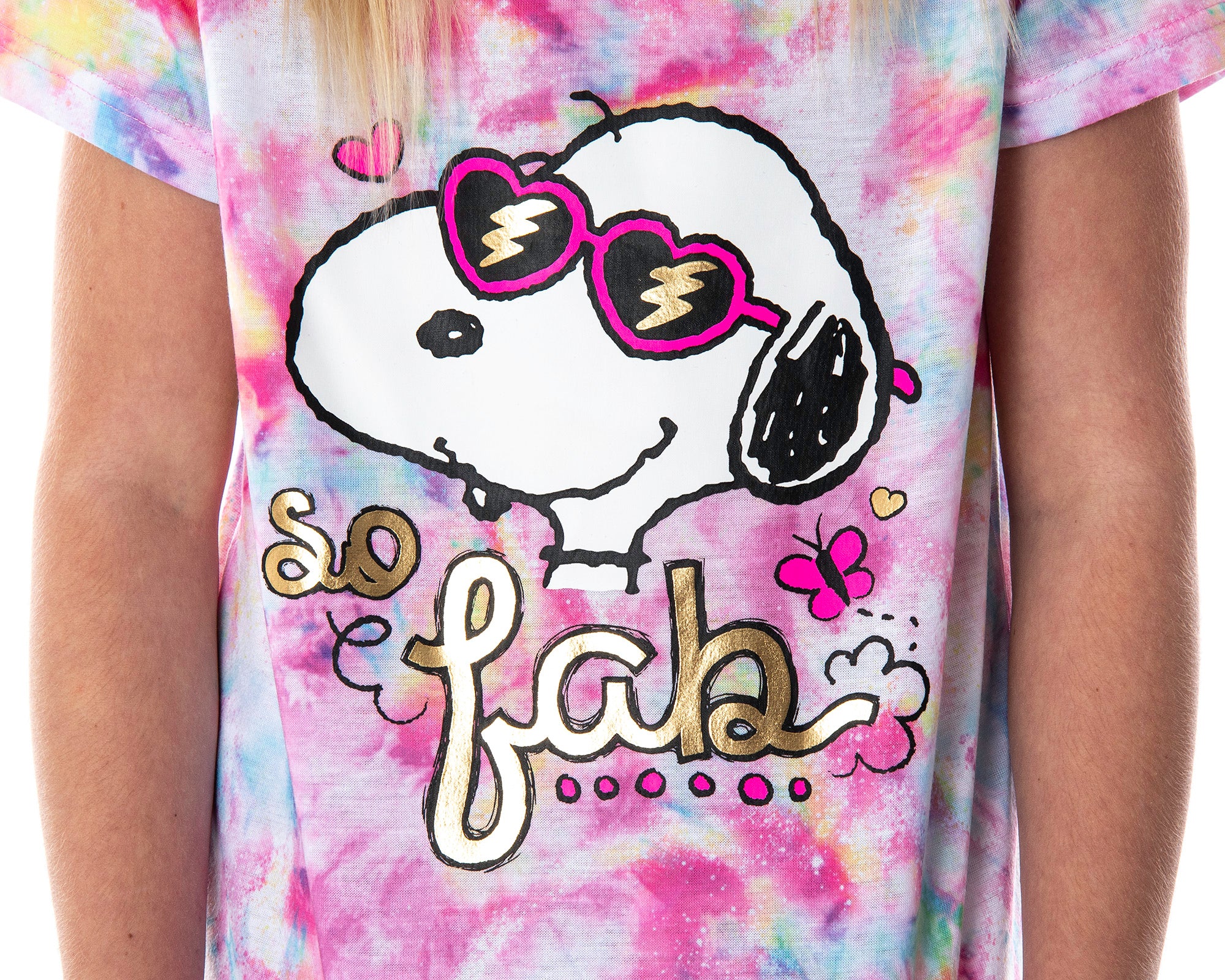Peanuts Girls' Snoopy So Fab Tie Dye Pajamas Shirt And Shorts Pajama Set