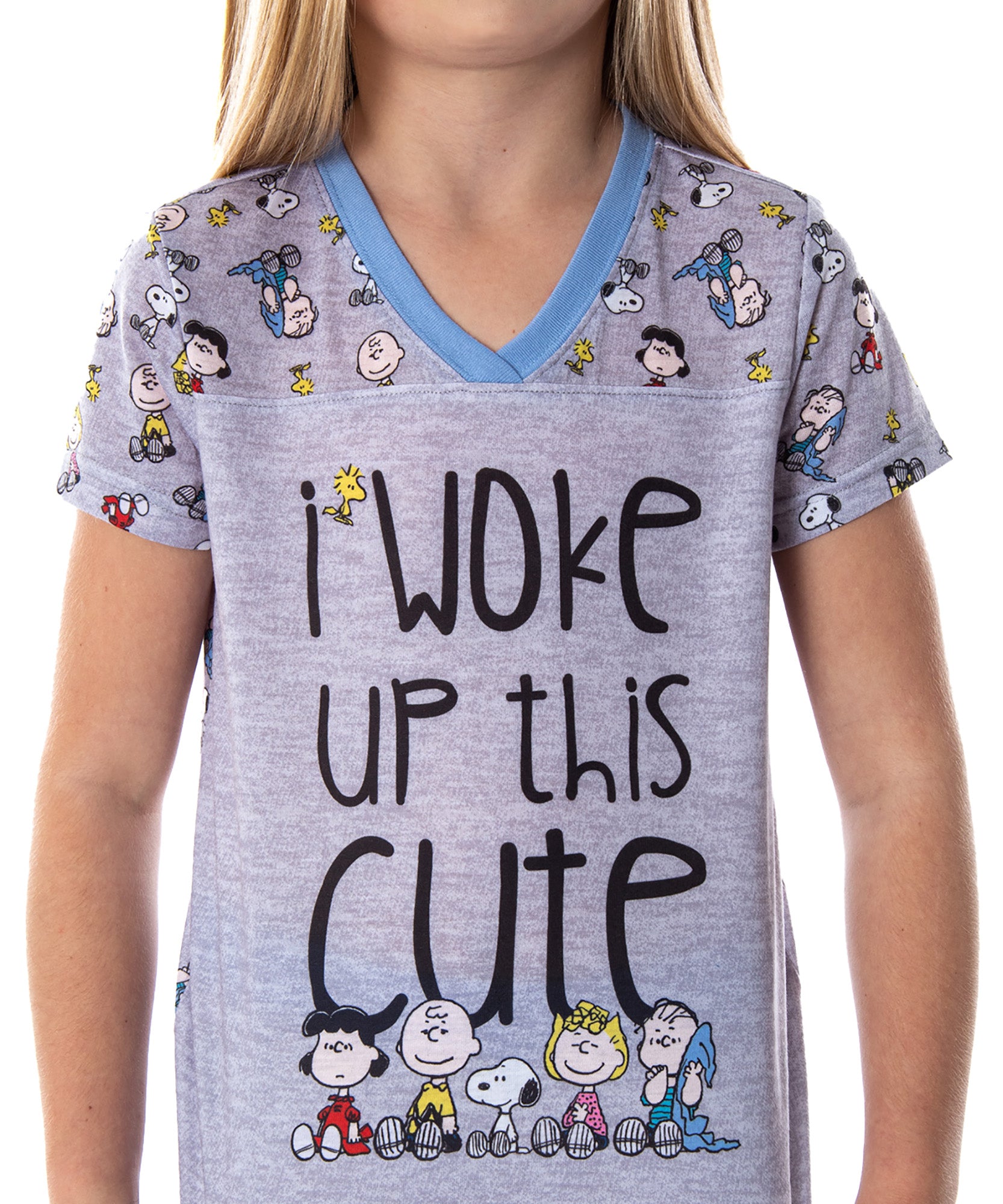 Peanuts Girls' Woke Up This Cute Pajamas Shirt And Pants Jogger Pajama Set