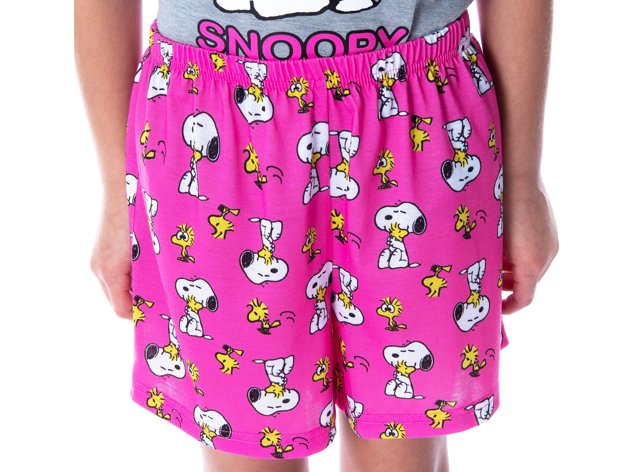 Peanuts Girls' Pajamas Snoopy and Woodstock Shirt And Shorts Pajama Set
