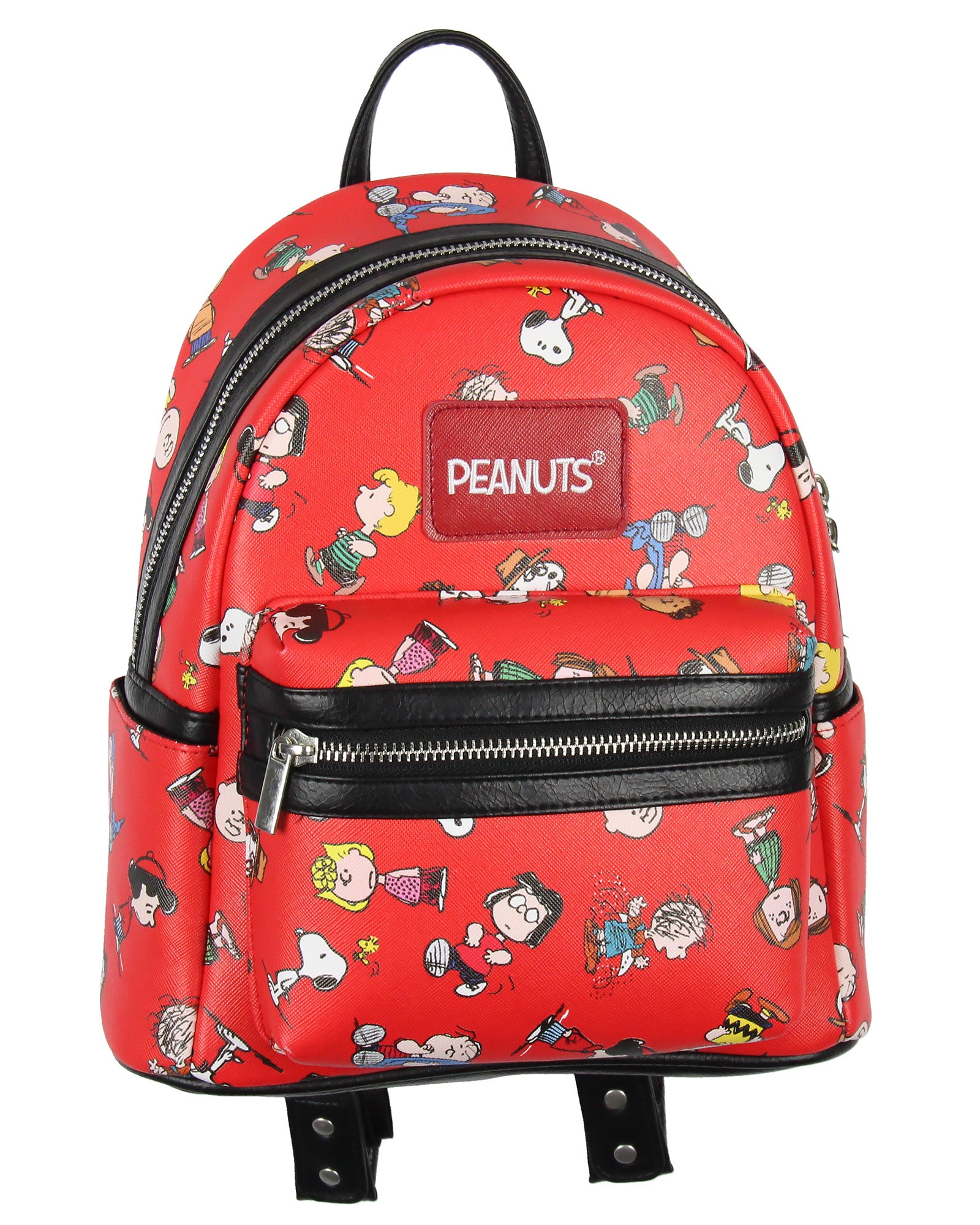 charlie panda mini backpack Peanuts Snoopy Charlie Brown Linus Lucy Sally Marcie Toss Print Mini Backpack