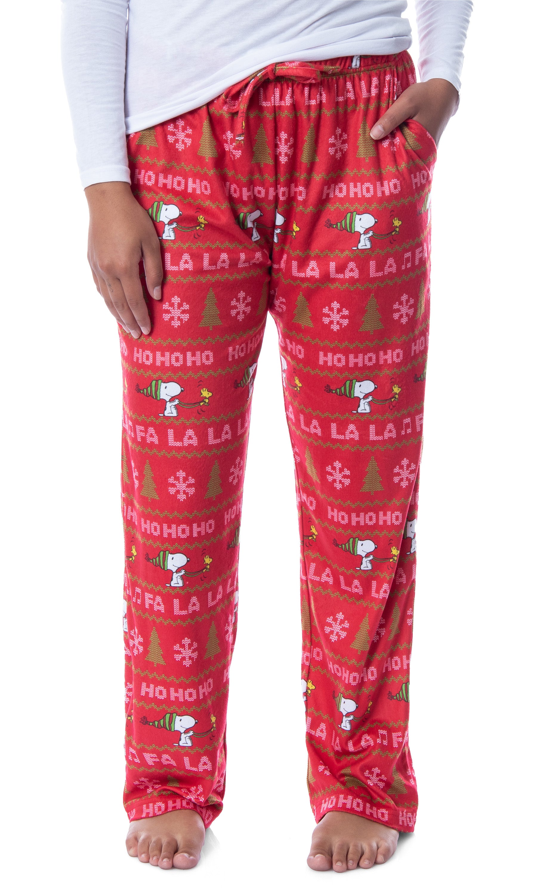 Peanuts Womens' Snoopy and Woodstock Ho Ho Ho Ugly Sweater Pajama Pants