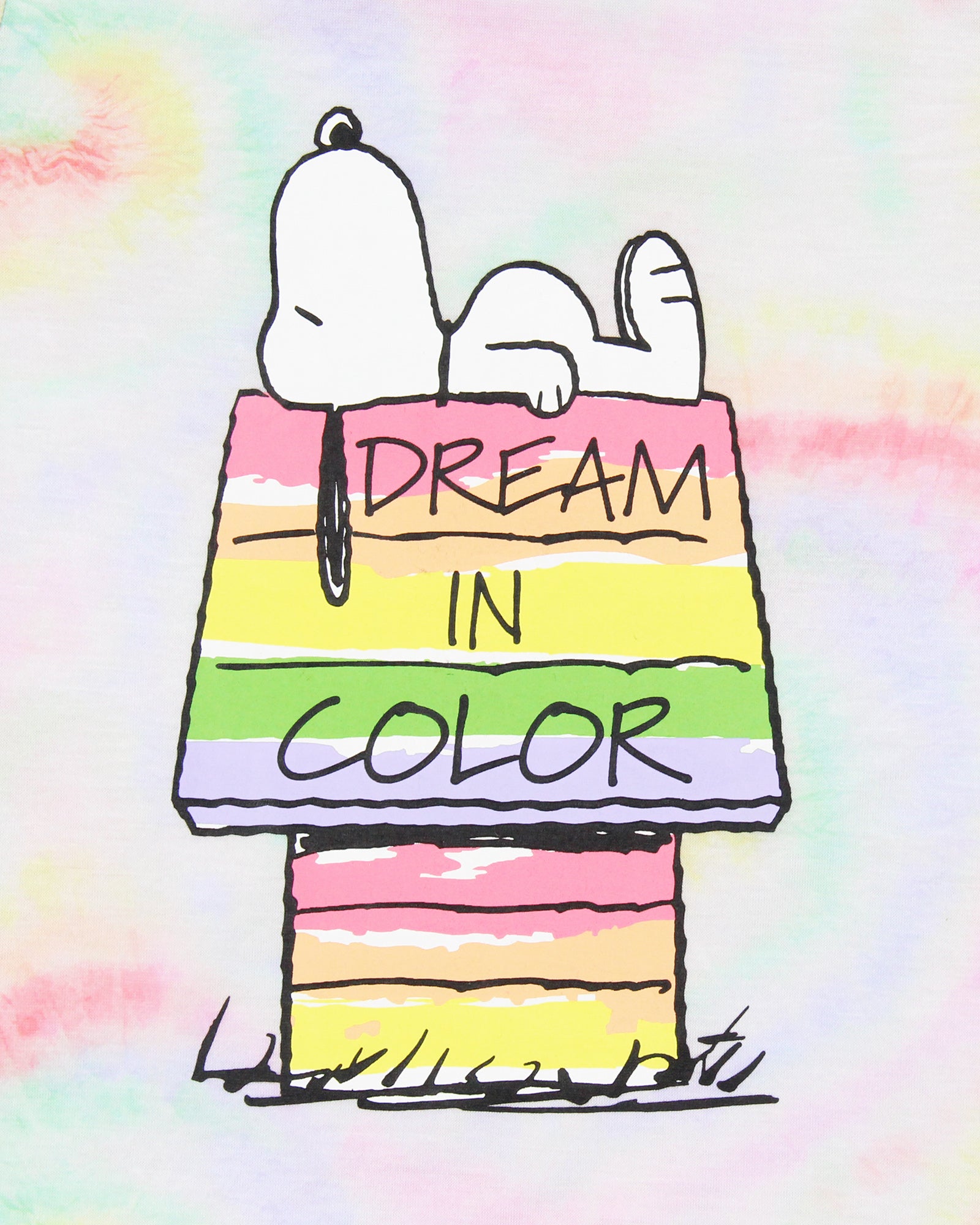 Peanuts Girls' Snoopy Dream In Color Tie-Dye Character Pajama Set Shorts
