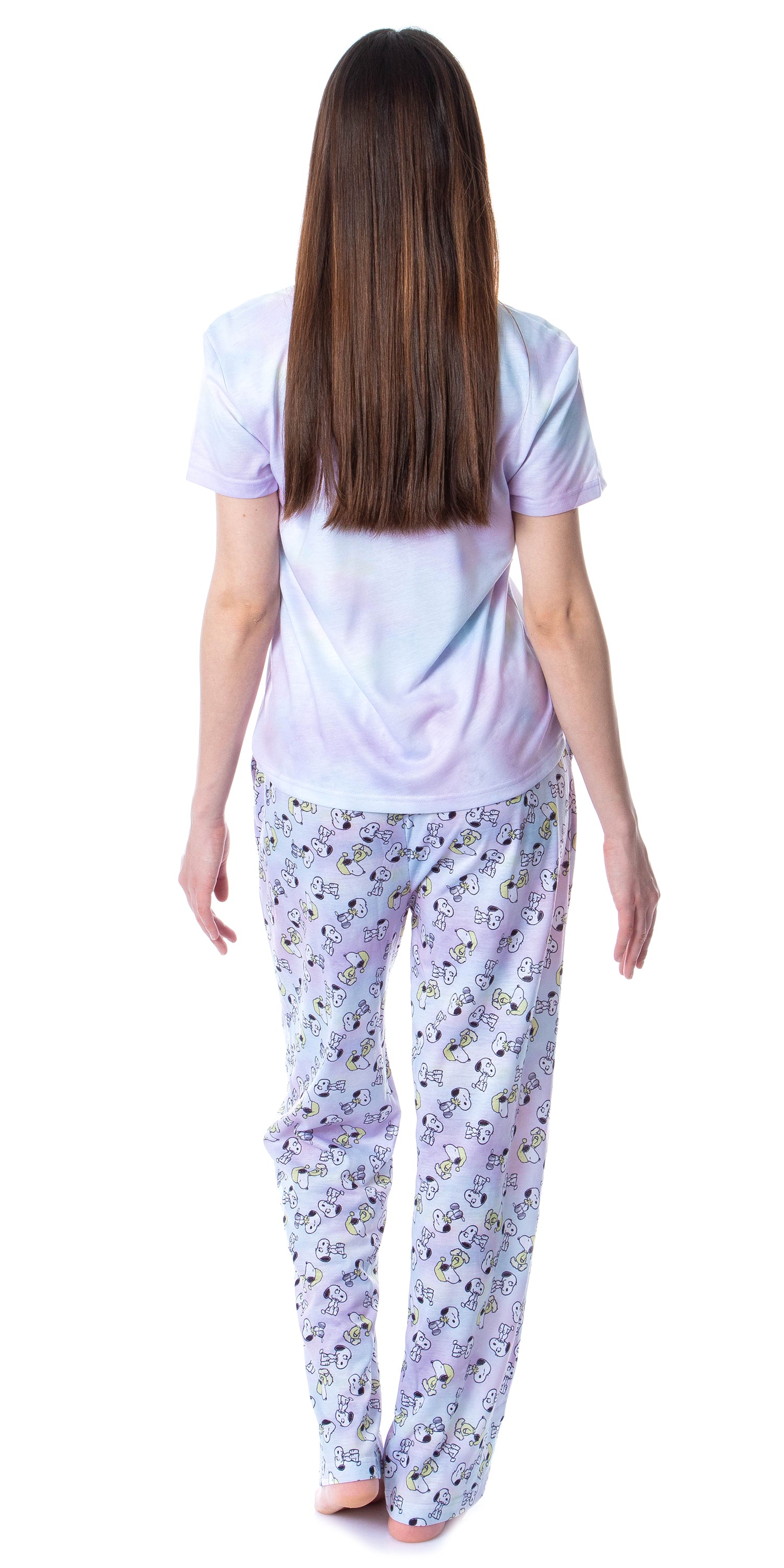 Peanuts Womens' I Woke Up This Cute Tie-Dye Sleep Pajama Set (Large)