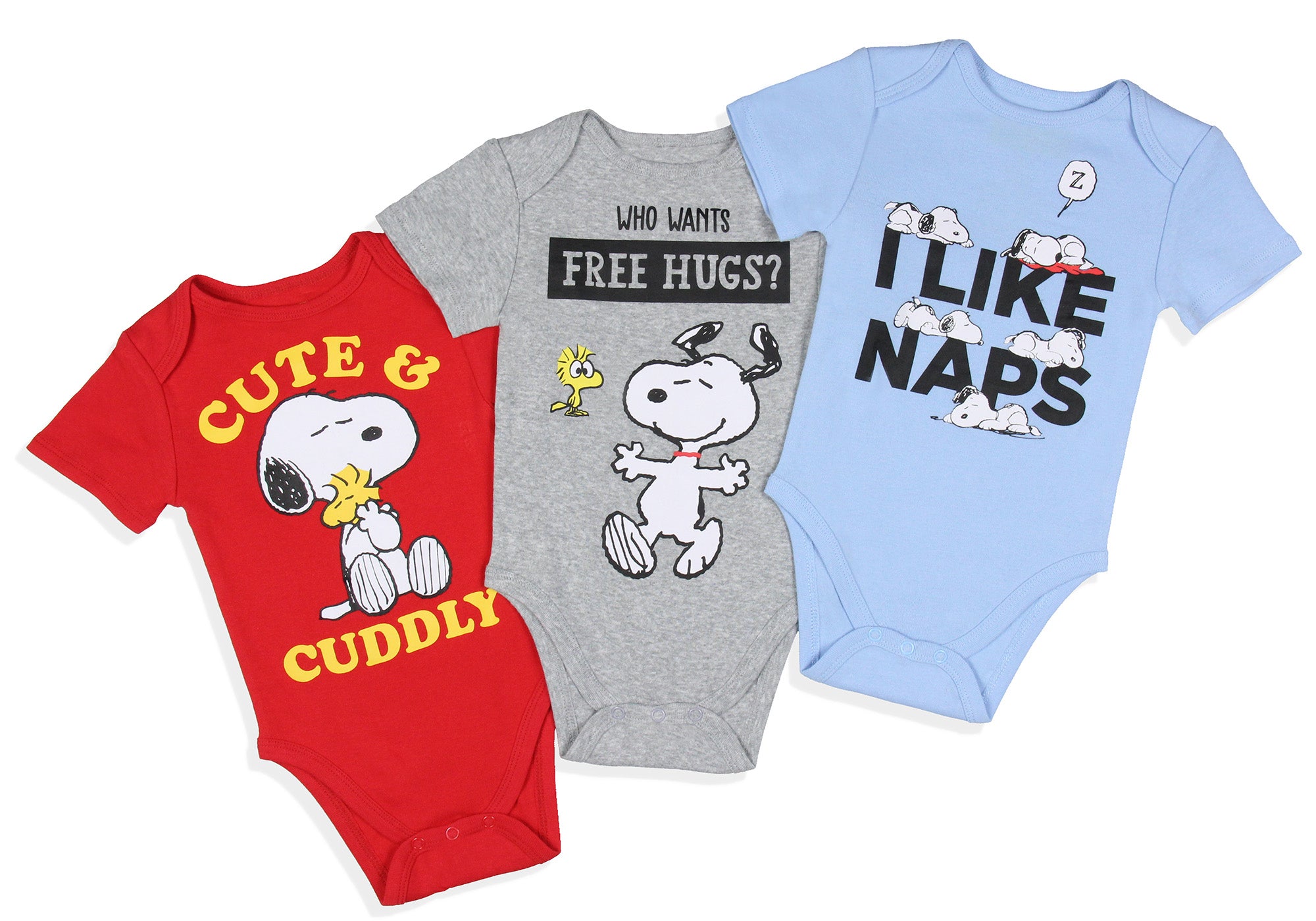 Peanuts Infant Boys' Girls' Snoopy and Woodstock Sleeper 3 Pack Sleep Pajama