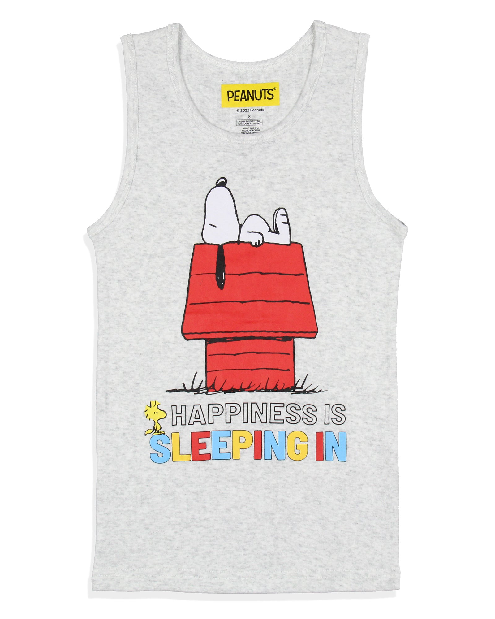 Peanuts Girls' Snoopy Happiness Is Sleeping In Pajama Set Tank Top Shorts