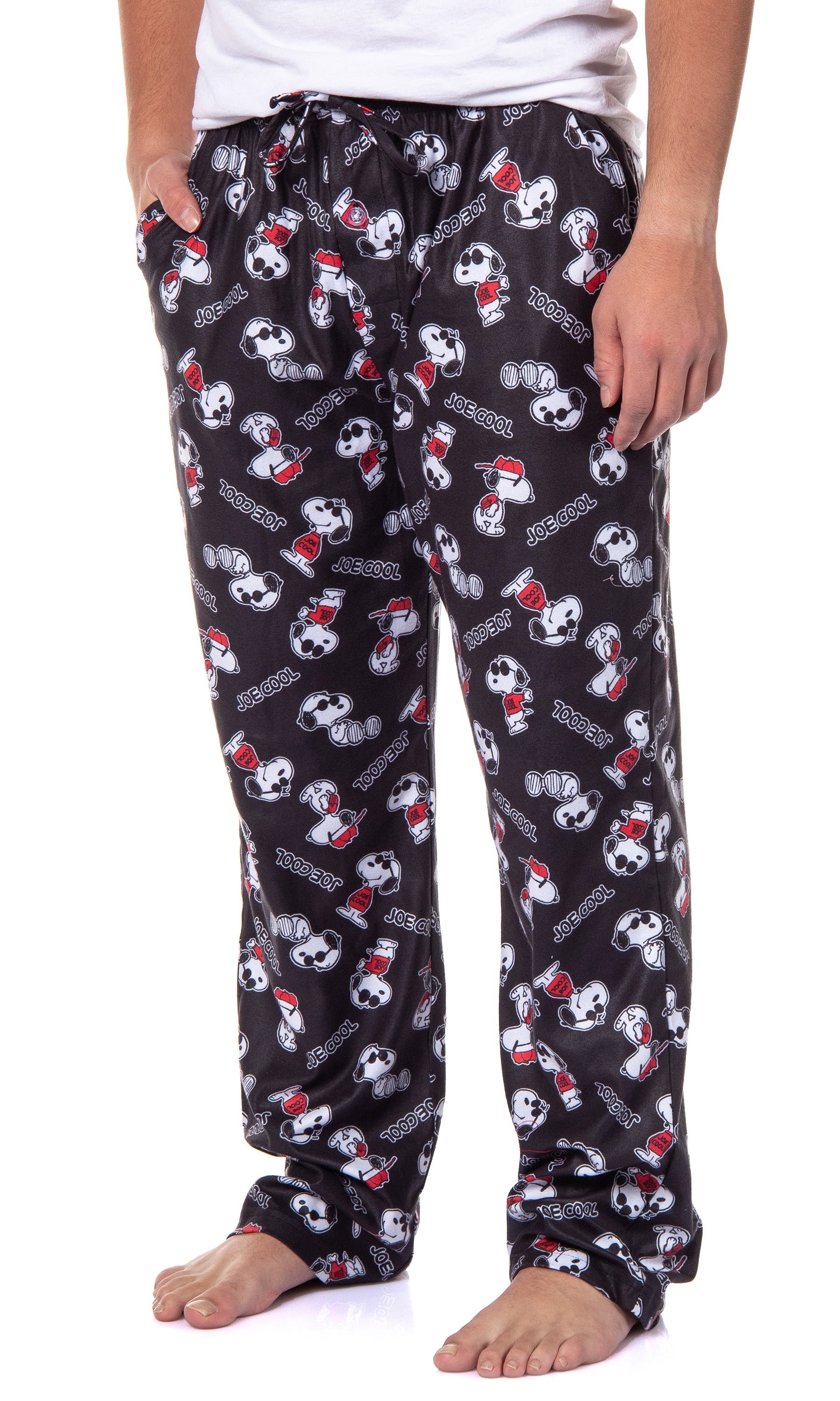 Peanuts Mens' Joe Cool Snoopy Character Tossed Print Sleep Pajama Pants (Small)
