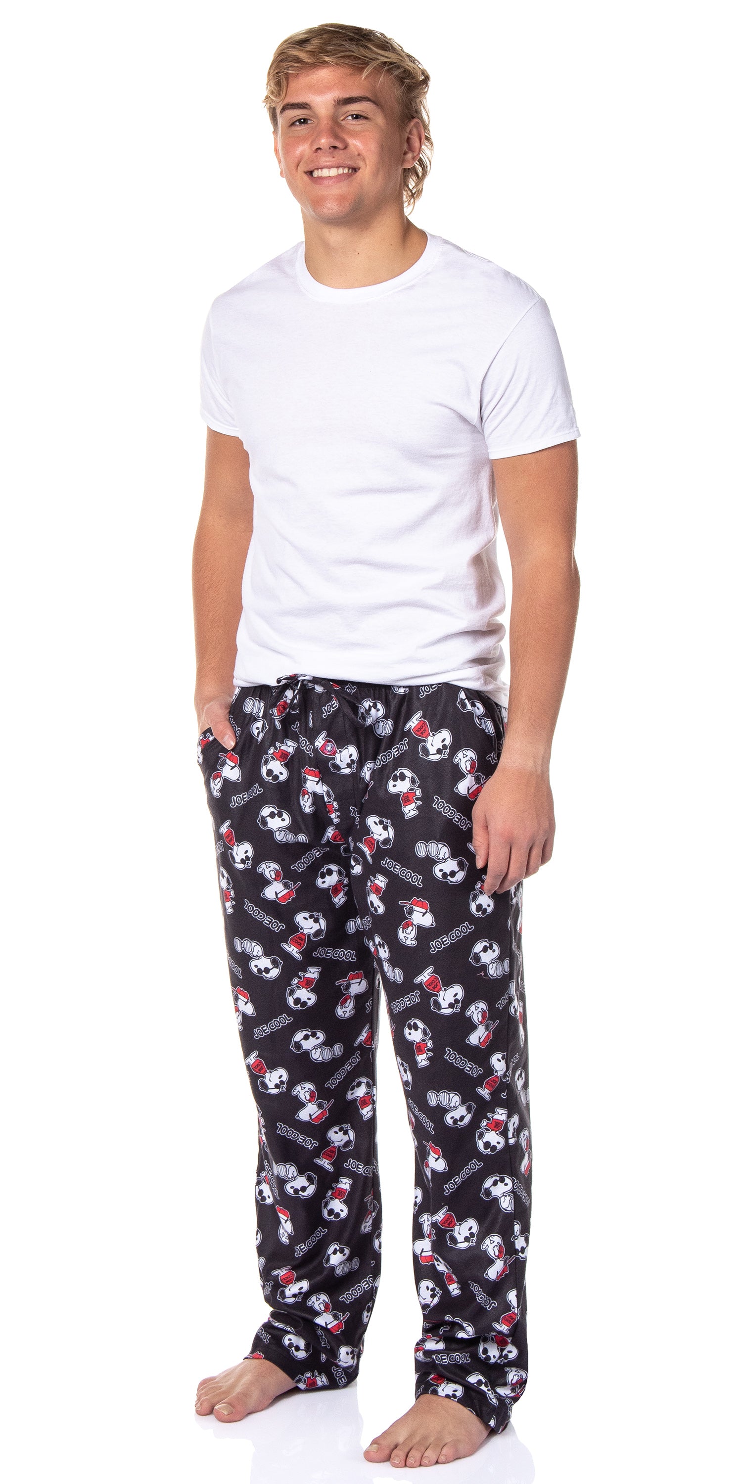 Peanuts Mens' Joe Cool Snoopy Character Tossed Print Sleep Pajama Pants (Small)