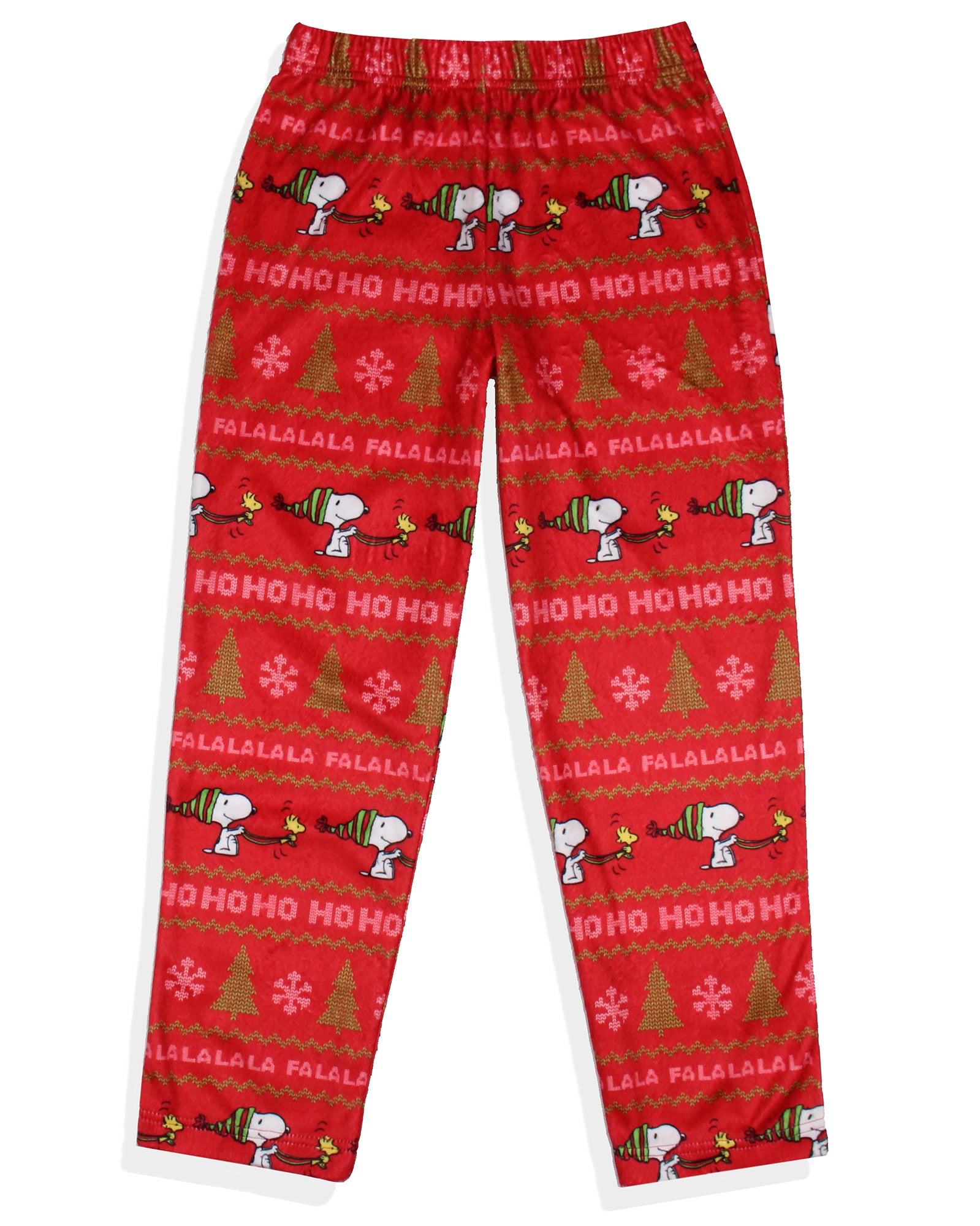 Peanuts Snoopy Girl's Christmas Sweater Sleep Tossed Print Pajama Pants For Kids