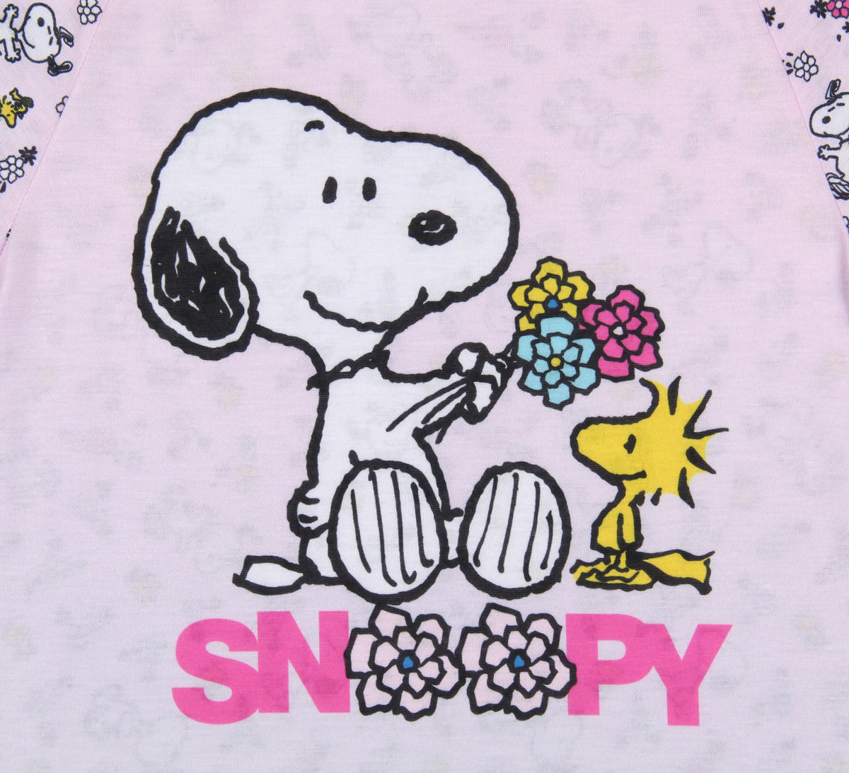 Girls' Peanuts Snoopy Woodstock Flowers Friends Nightgown Pajama Shirt