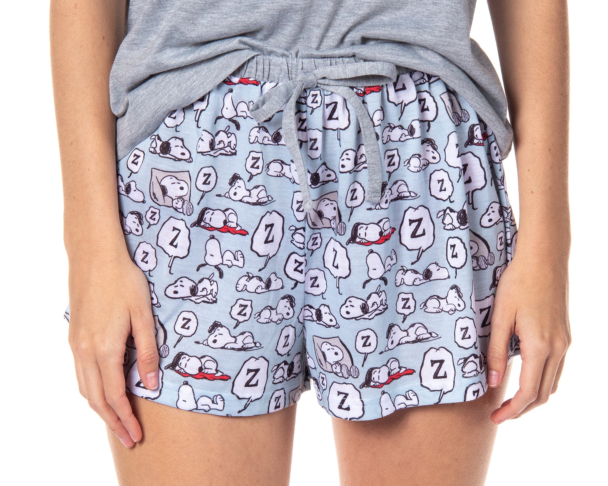 Peanuts Womens' Snoopy I Like Naps Character Sleep Pajama Set Shorts (Small)