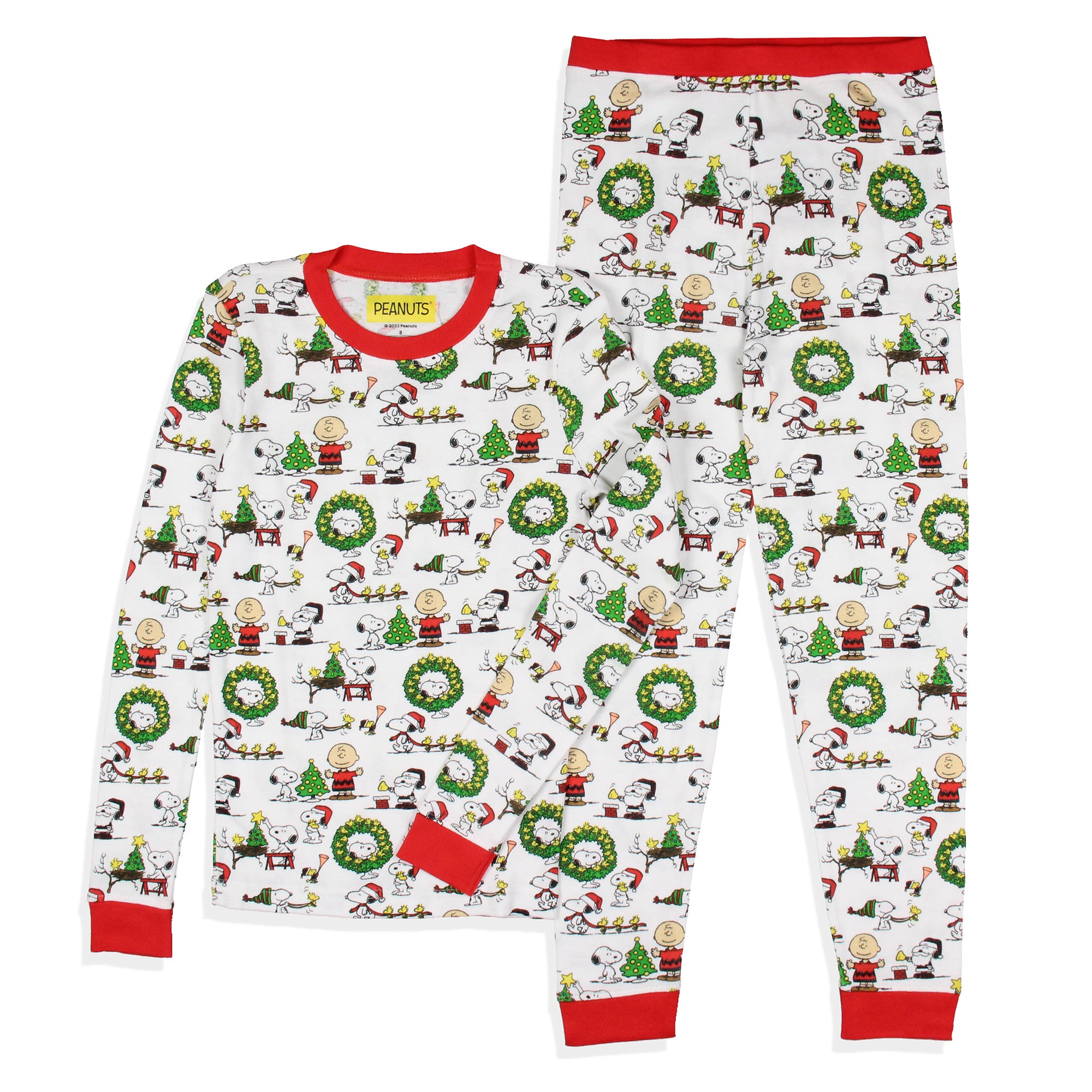 Peanuts Boys' Christmas Santa Snoopy Charlie Brown Characters Pajama Set (18)