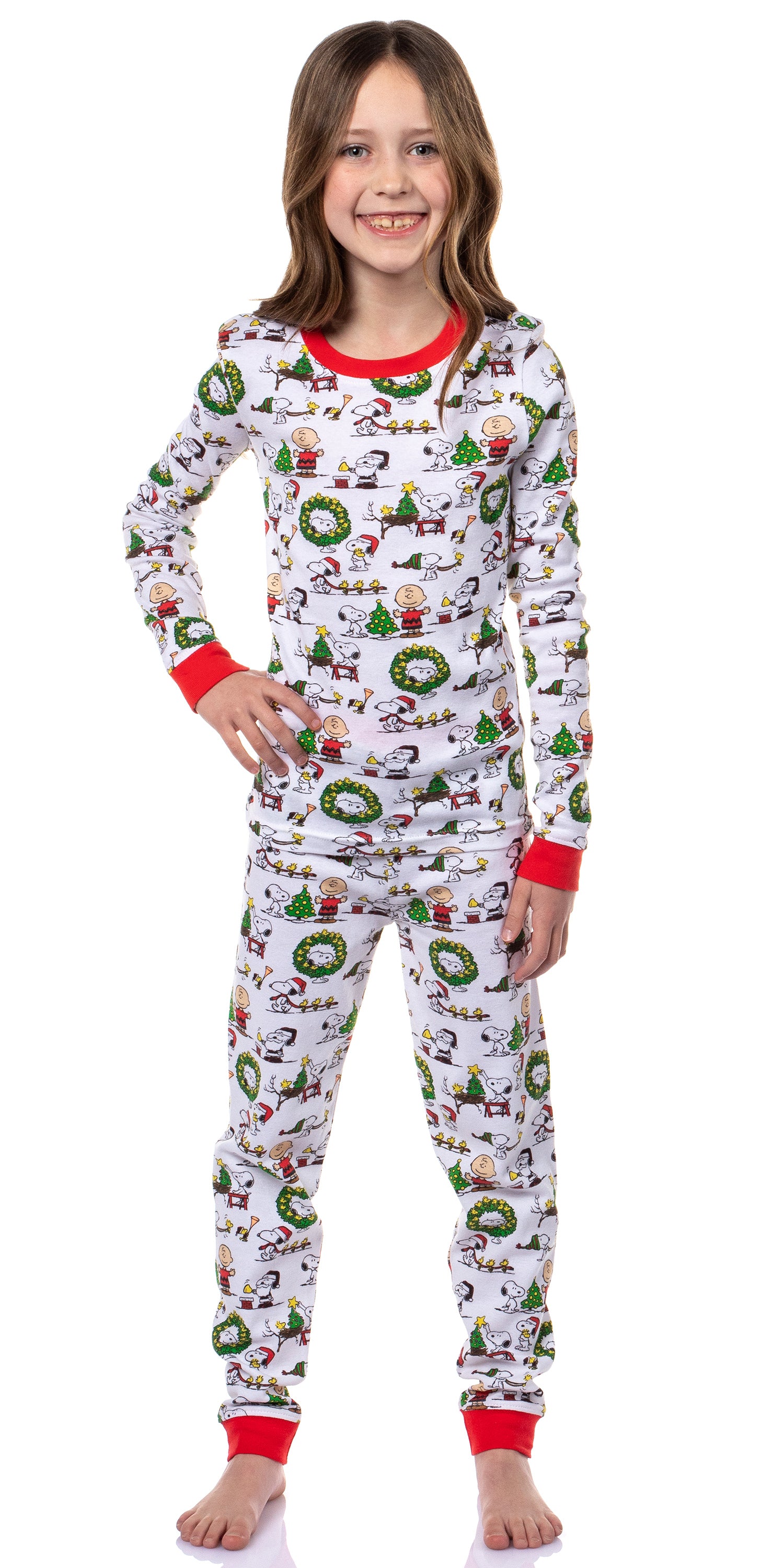 Peanuts Boys' Christmas Santa Snoopy Charlie Brown Characters Pajama Set