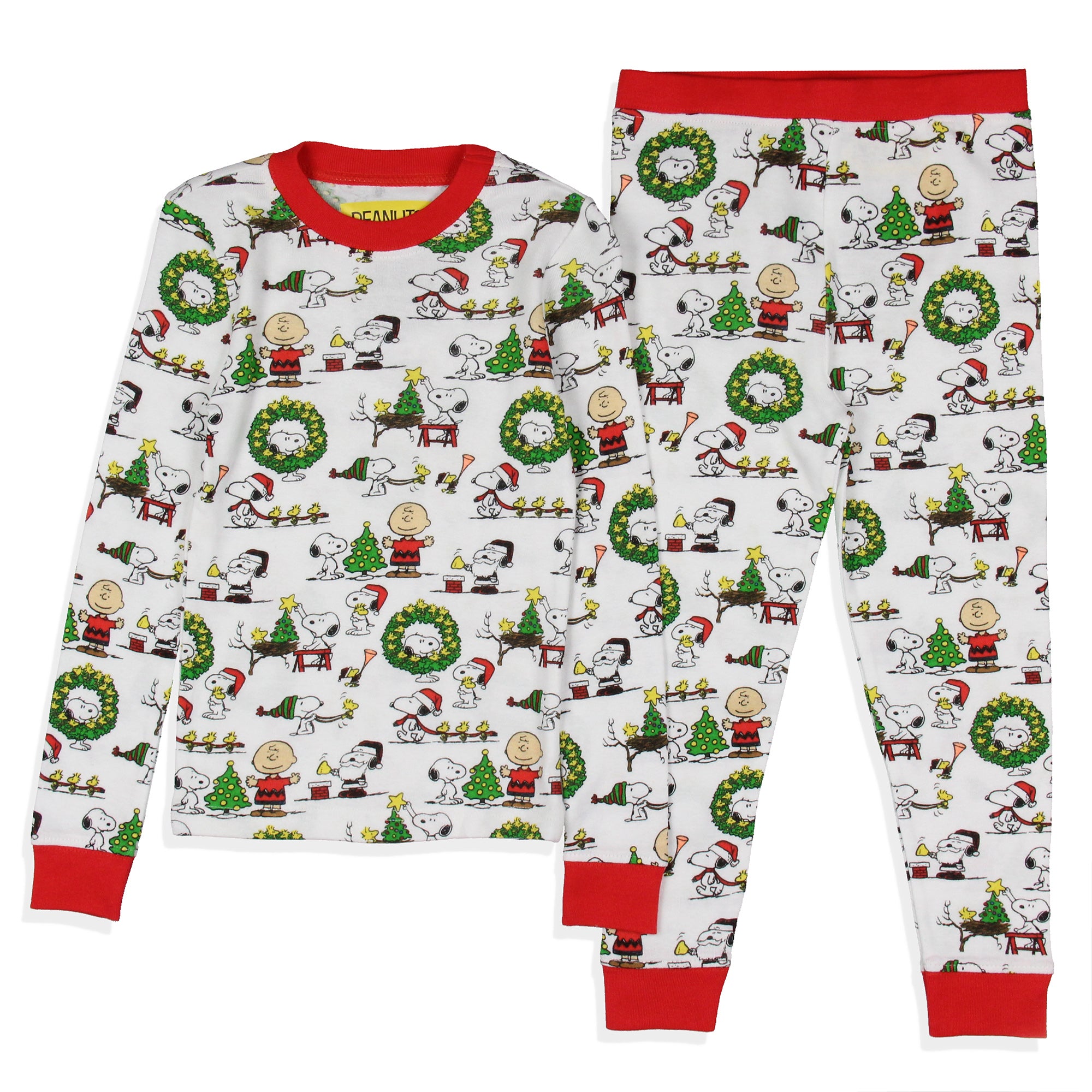Peanuts Boys' Christmas Santa Snoopy Charlie Brown Characters Pajama Set