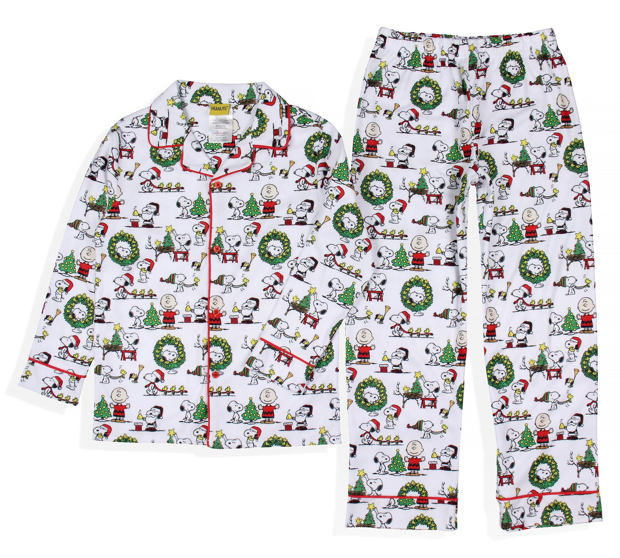 Peanuts Charlie Brown Snoopy Button Sleep Family Christmas Pajama Set
