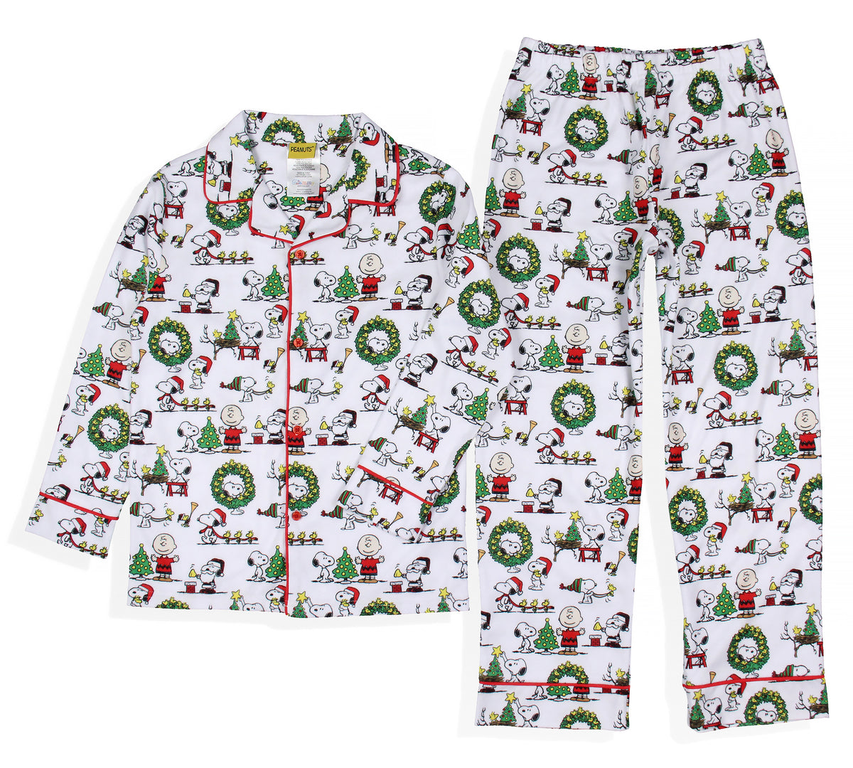 Peanuts Charlie Brown Snoopy Button Sleep Family Christmas Pajama Set