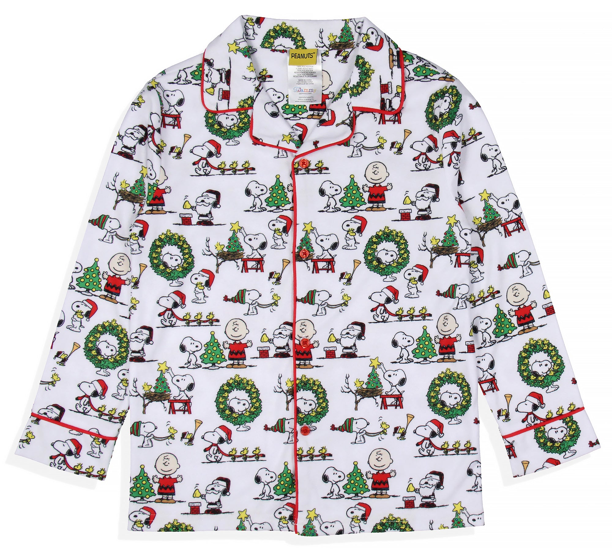Peanuts Charlie Brown Snoopy Button Sleep Family Christmas Pajama Set