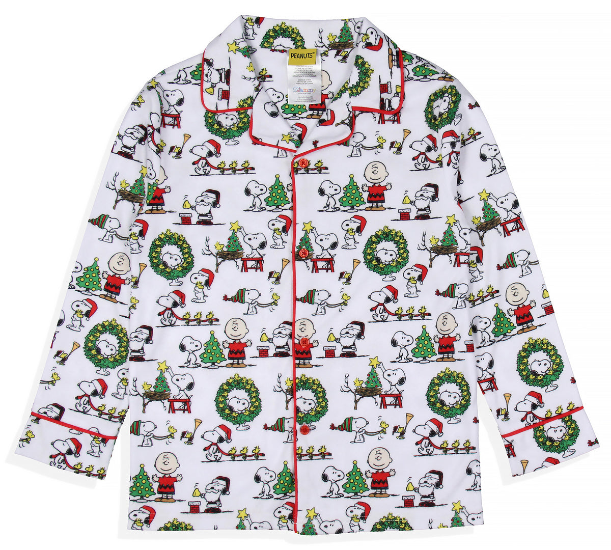 Peanuts Charlie Brown Snoopy Button Sleep Family Christmas Pajama Set