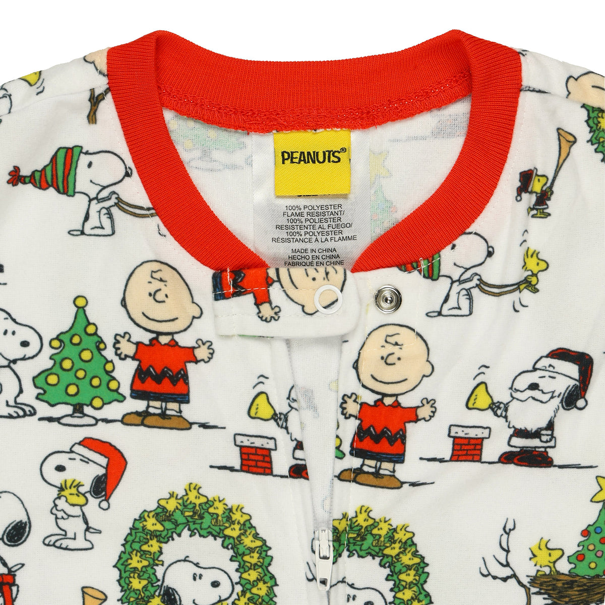 Peanuts Charlie Brown Snoopy Button Sleep Family Christmas Pajama Set