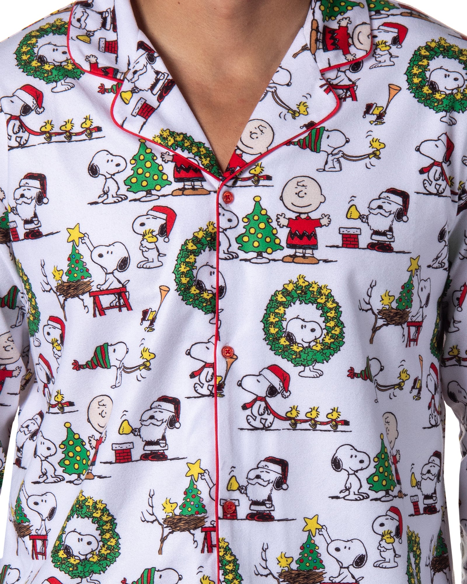 Peanuts Charlie Brown Snoopy Button Sleep Family Christmas Pajama Set