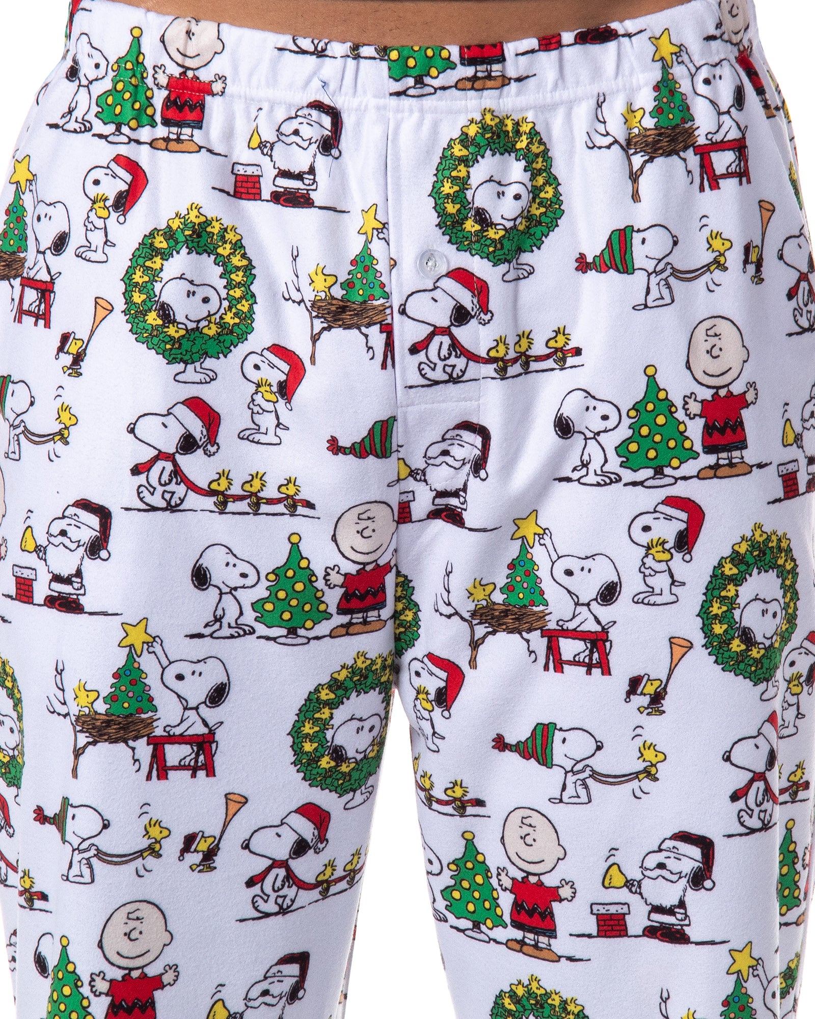 Peanuts Charlie Brown Snoopy Button Sleep Family Christmas Pajama Set