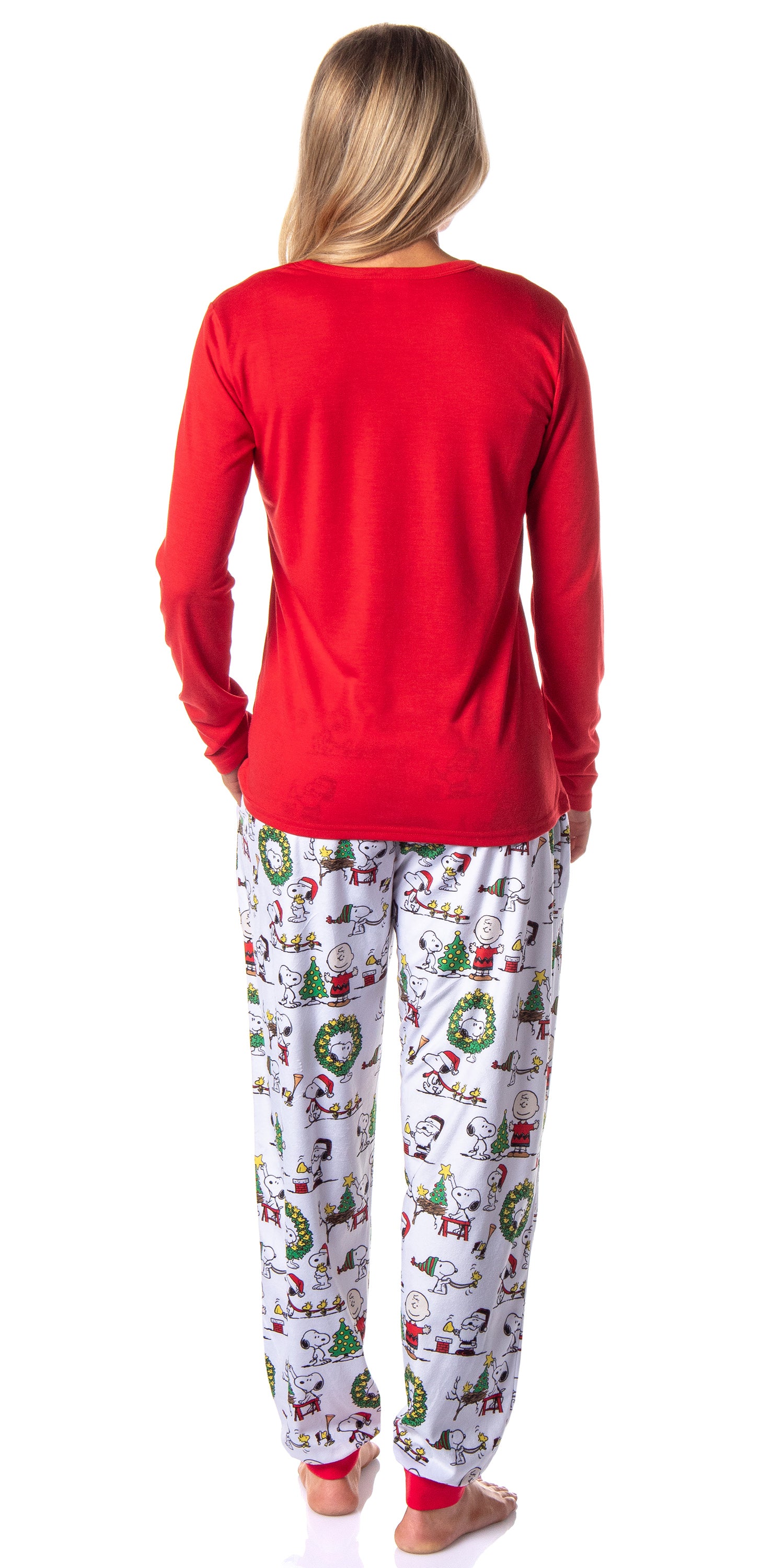 Peanuts Charlie Brown Snoopy Button Sleep Family Christmas Pajama Set