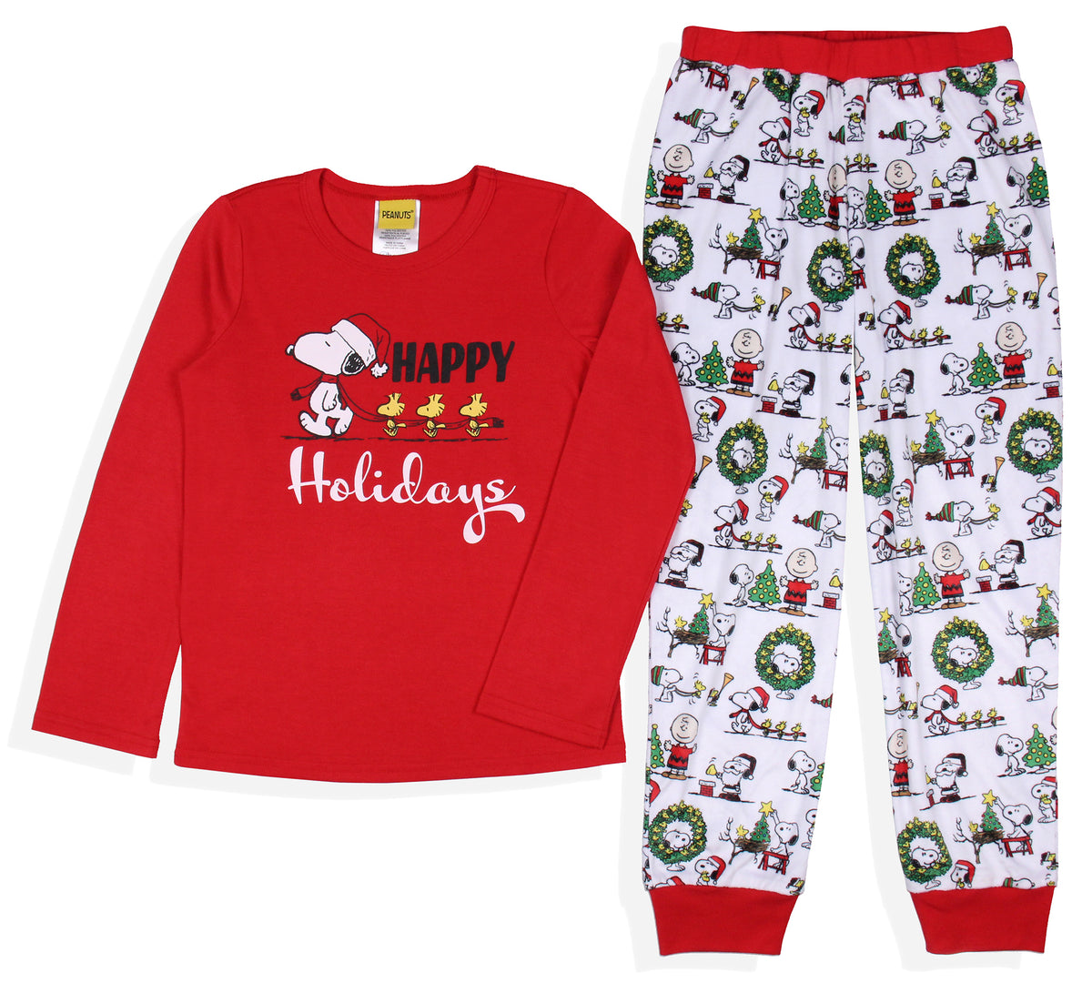 Peanuts Charlie Brown Snoopy Button Sleep Family Christmas Pajama Set