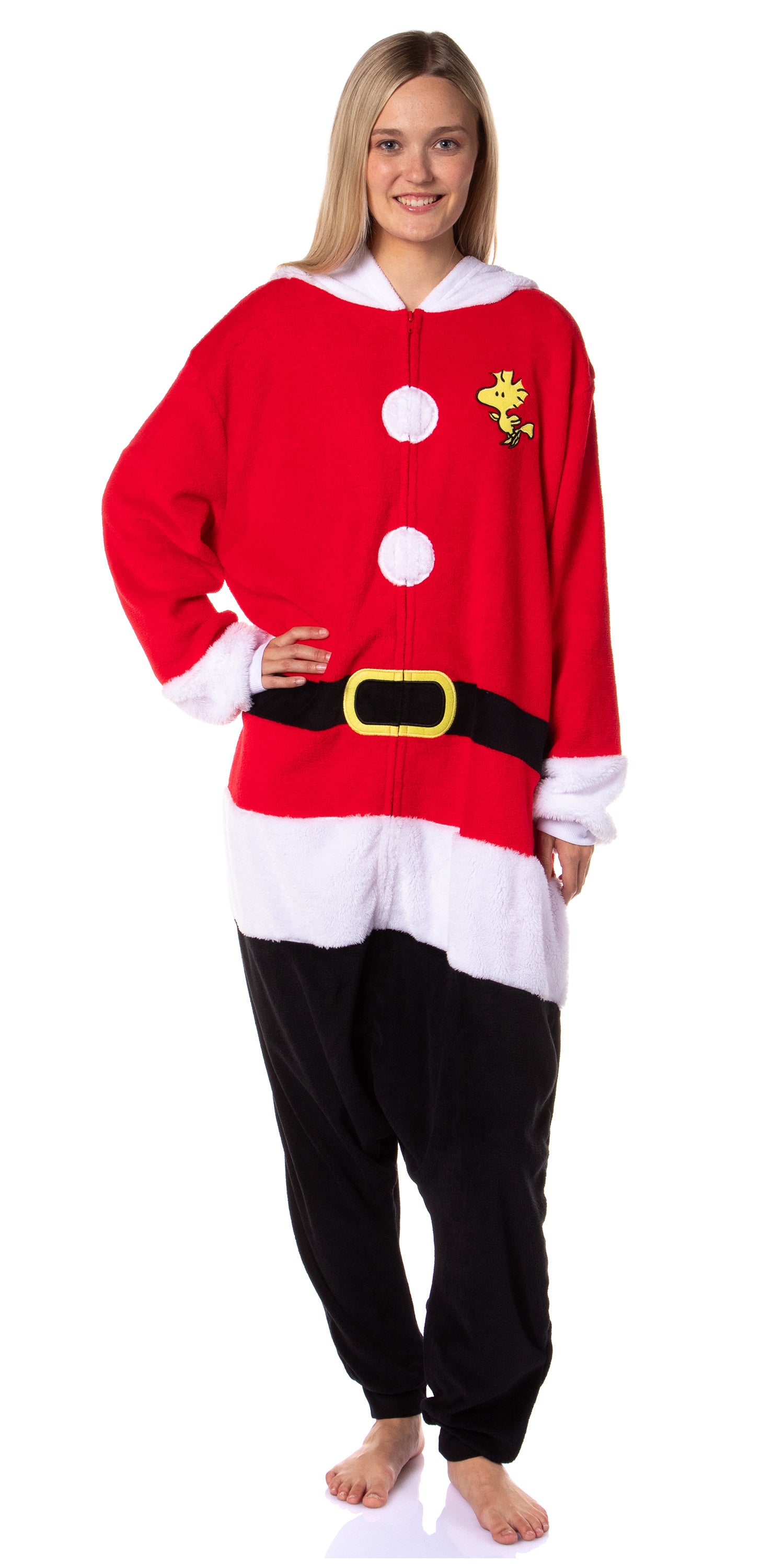 Peanuts Snoopy Christmas Adults Hooded Union Suit Costume Sleep Pajama Kigurumi