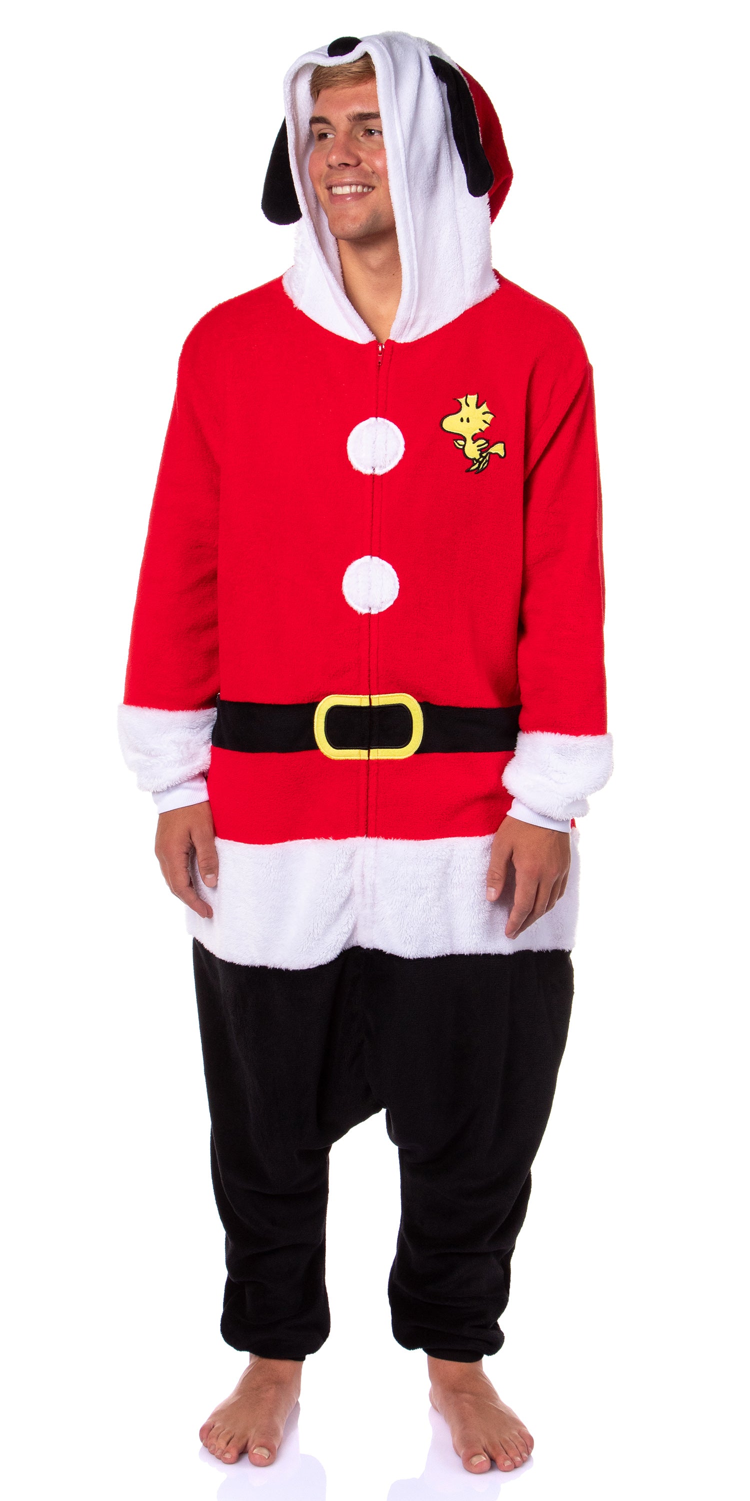 Peanuts Snoopy Christmas Adults Hooded Union Suit Costume Sleep Pajama Kigurumi