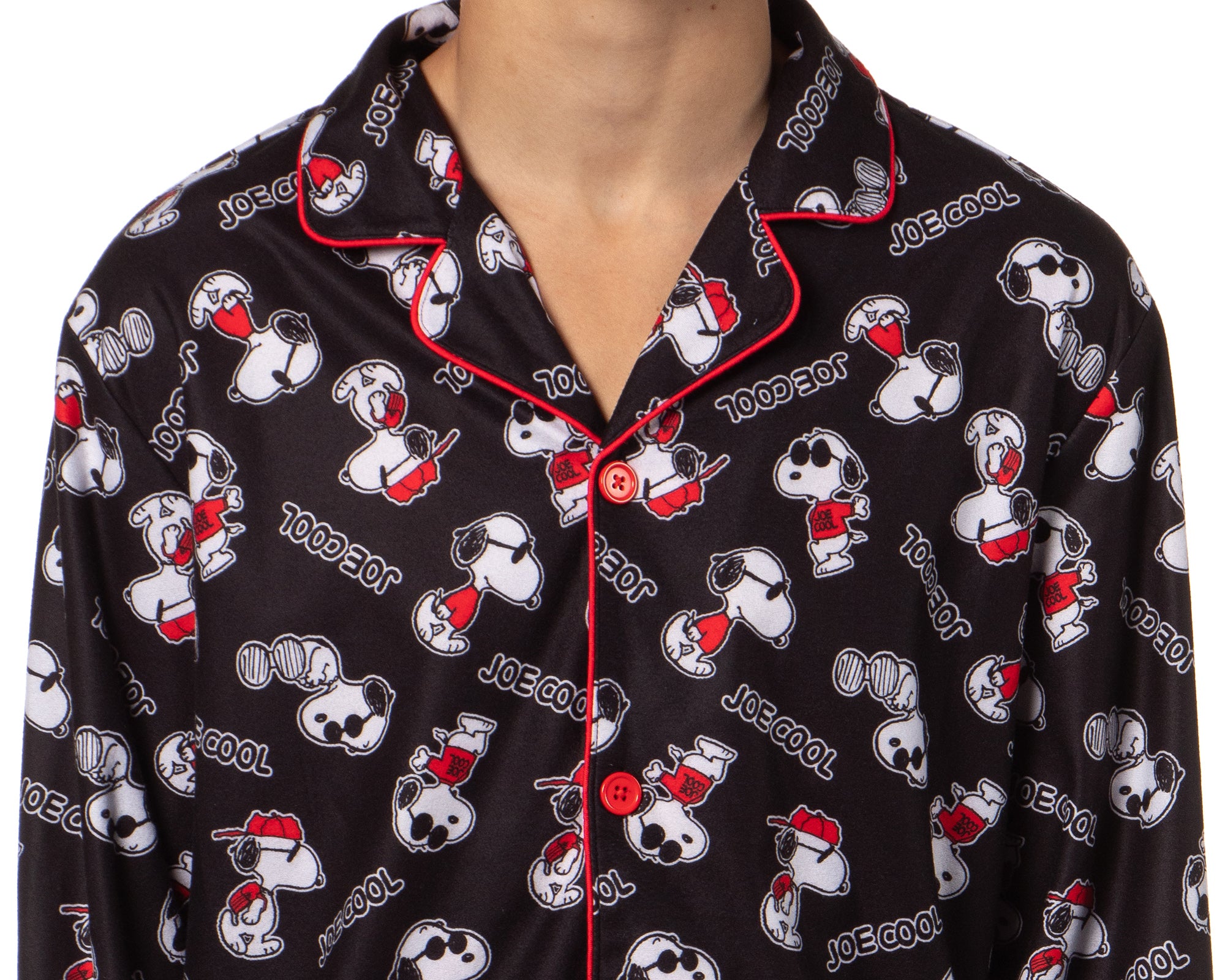 Peanuts Men's Snoopy Joe Cool Classic Pajama Button-up Coat Pants Set