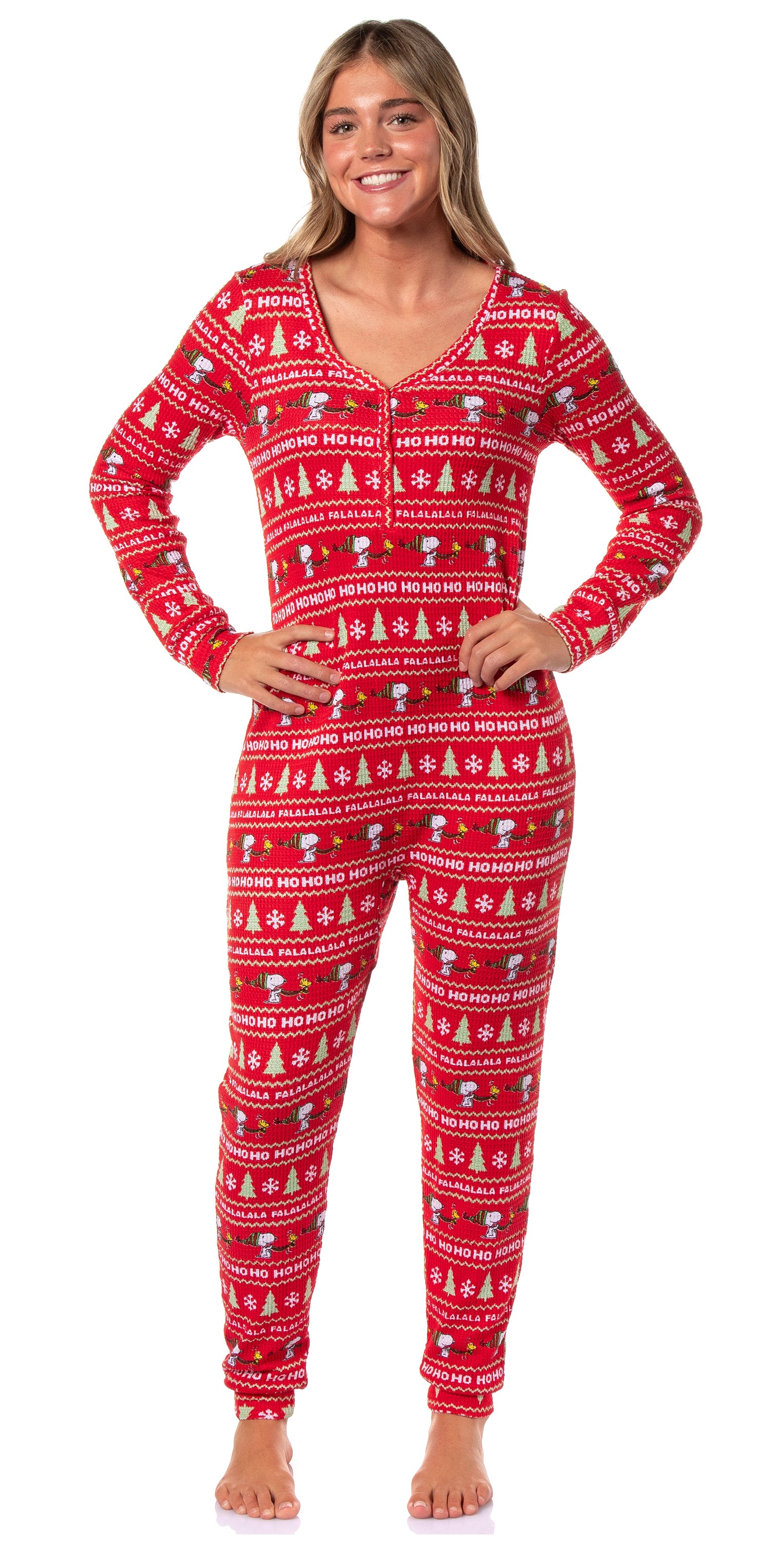 Peanuts Women's Snoopy Ugly Sweater Design One Piece Footless Pajama