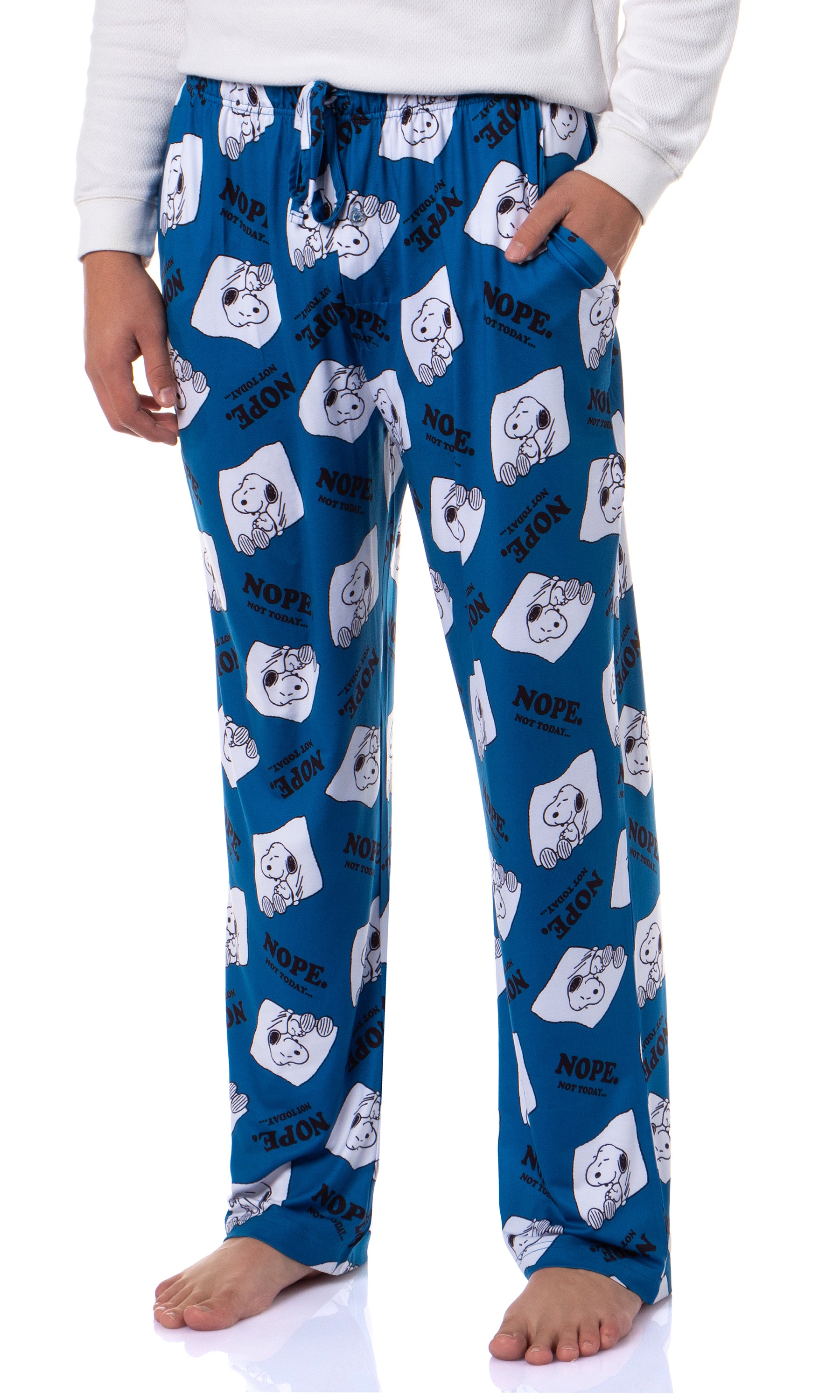 Peanuts Men's Snoopy Nope Not Today Tossed Print Sleep Pajama Pants