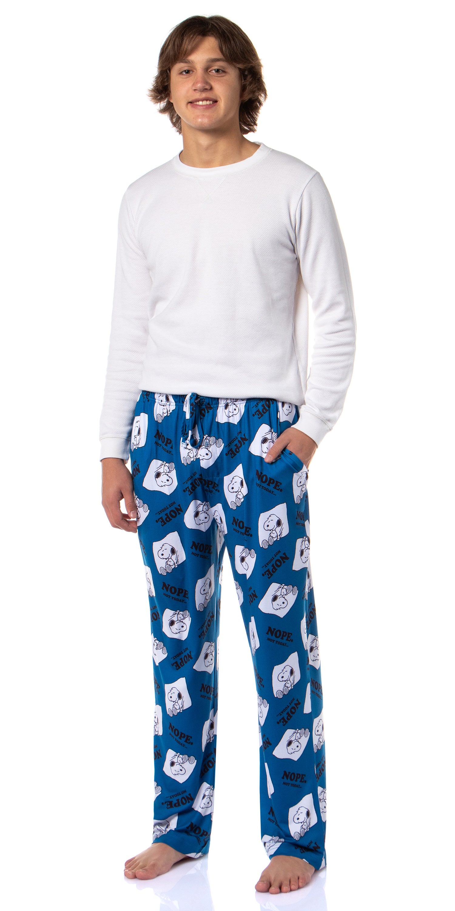 Peanuts Men's Snoopy Nope Not Today Tossed Print Sleep Pajama Pants